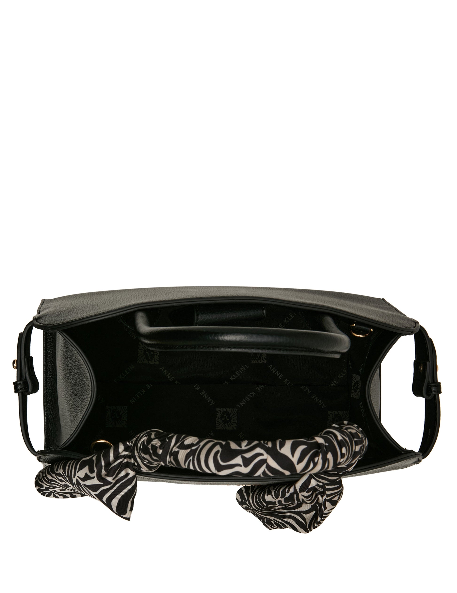 Anne Klein Rounded Satchel with Convertible Strap in Black / Zebra