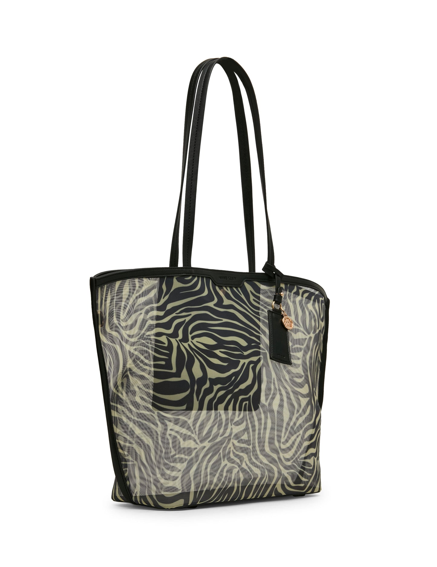 Anne Klein Printed Mesh Tote Bag with Pouch in Zebra: Black-Cream / Black | Anne