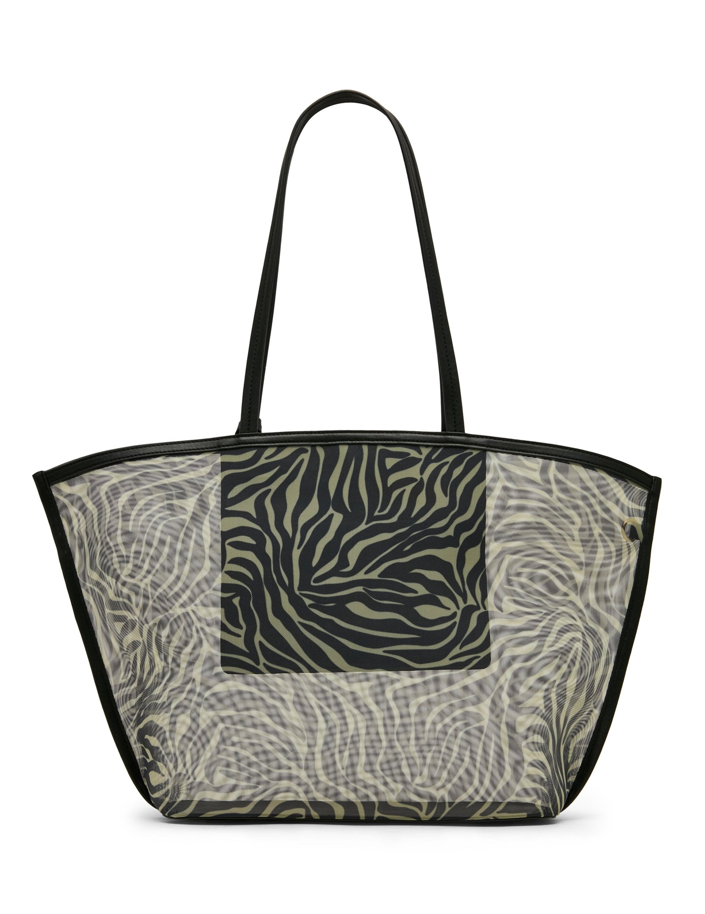 Anne Klein Printed Mesh Tote Bag with Pouch in Zebra: Black-Cream / Black | Anne