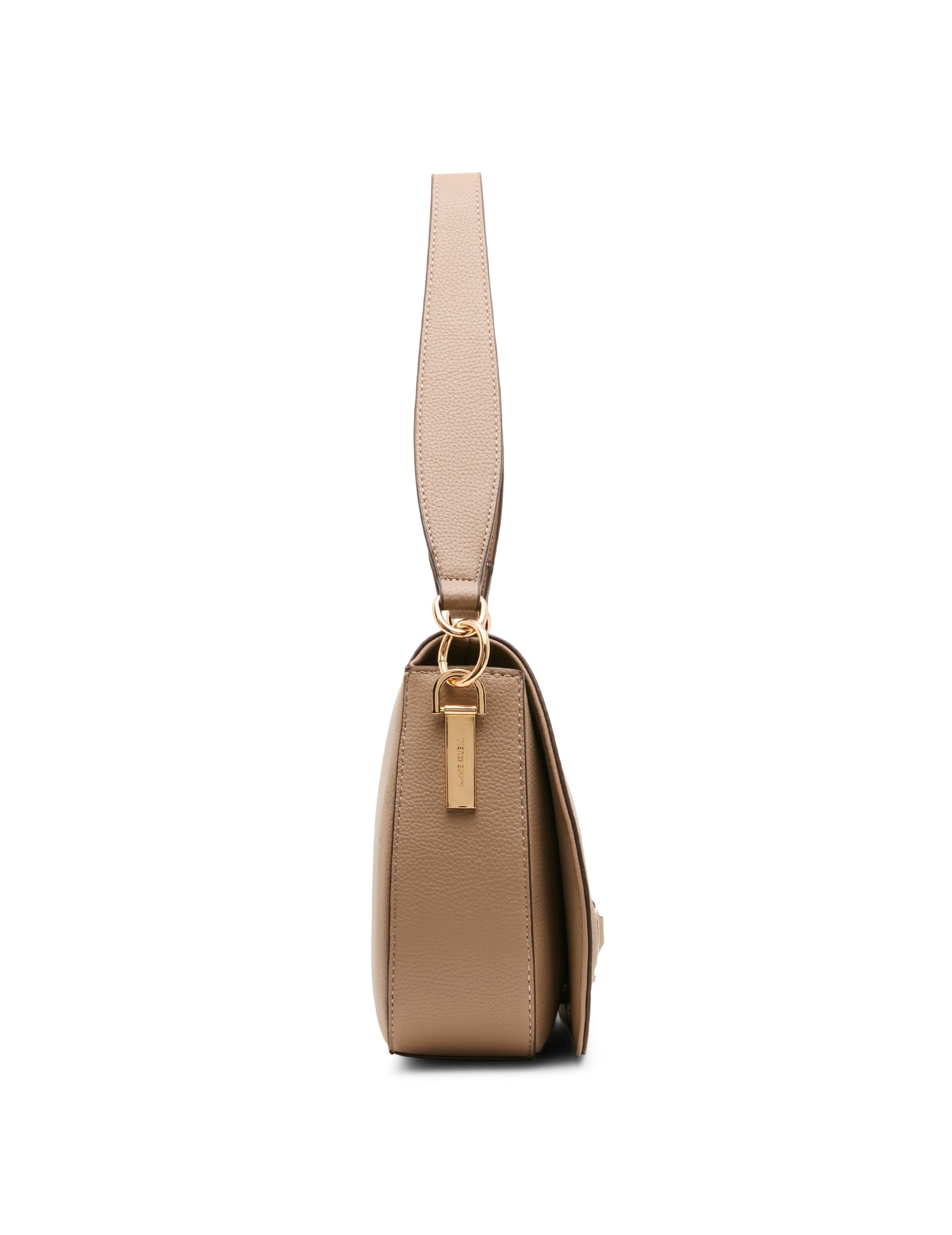 Anne Klein Flap Shoulder Bag with Scarf Detail in Truffle / Pearl White-Sesame |