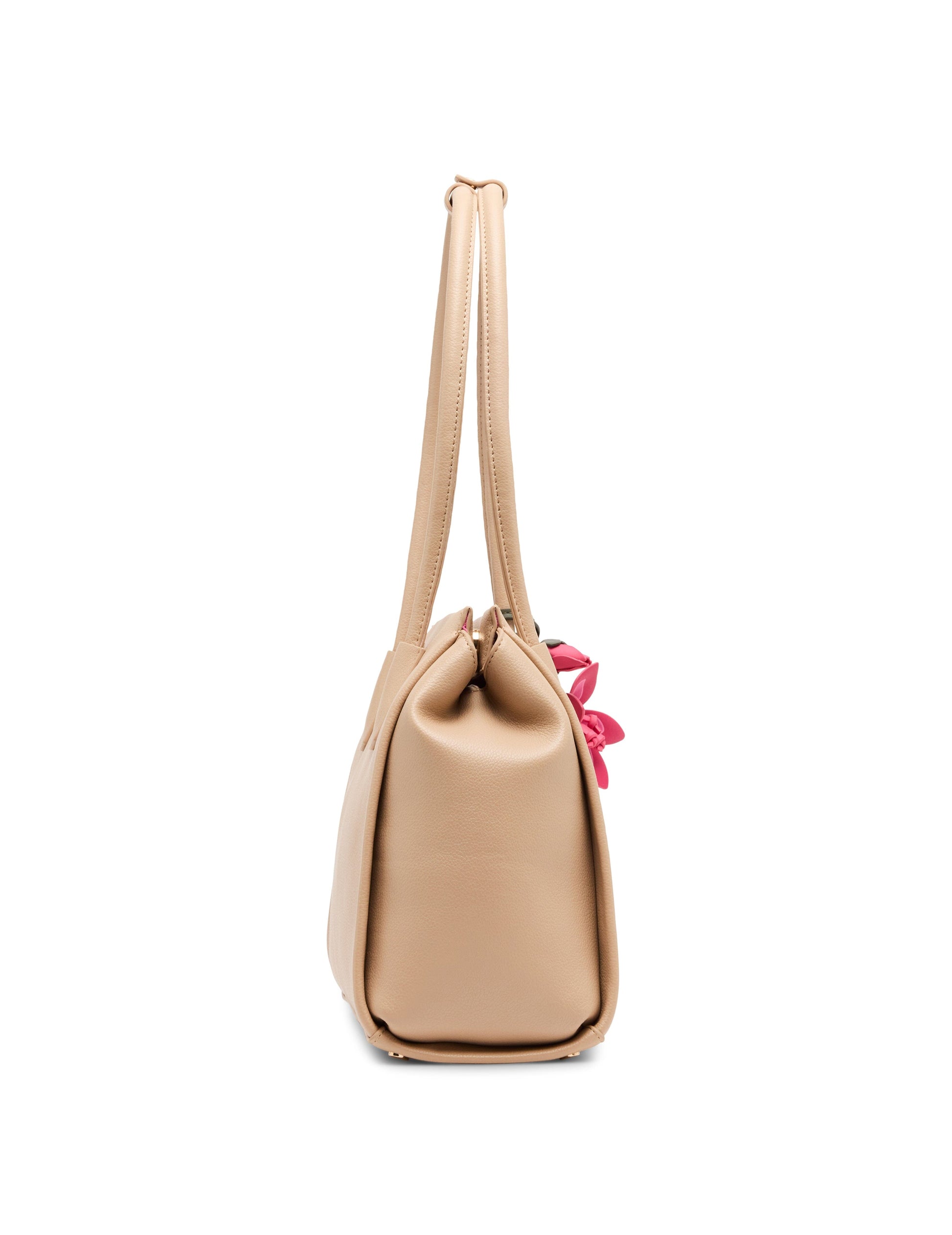Anne Klein Bonded Tote Bag with Floral Charm