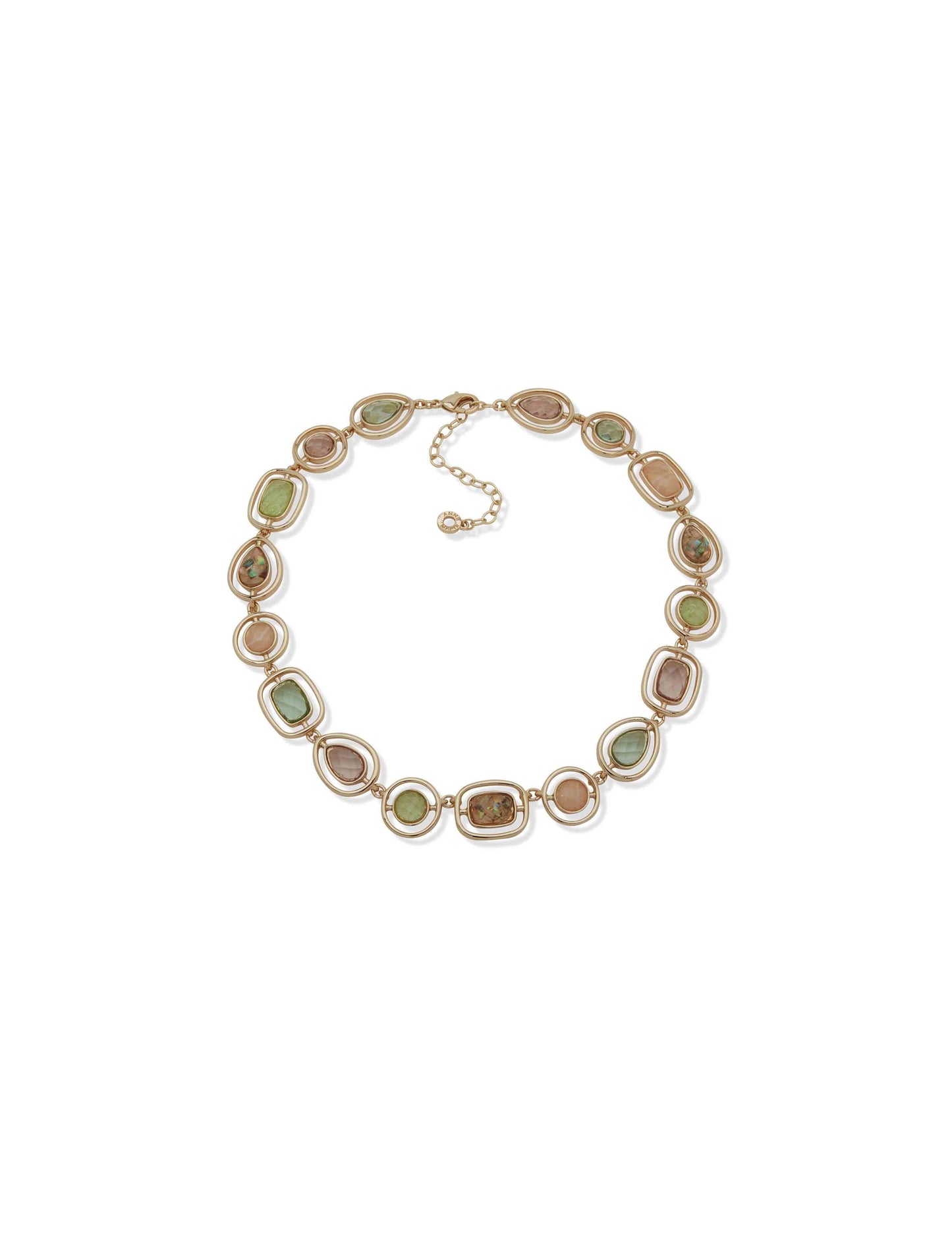 Anne Klein Nk 16In Multifacated Stone Clr-Gld/Grn/Pnk Multi