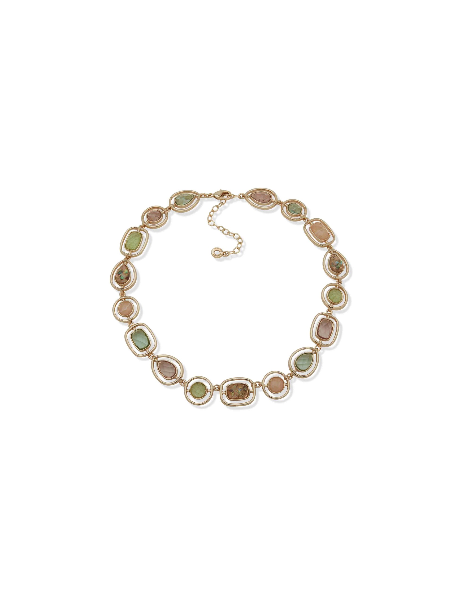 Anne Klein Nk 16In Multifacated Stone Clr-Gld/Grn/Pnk Multi