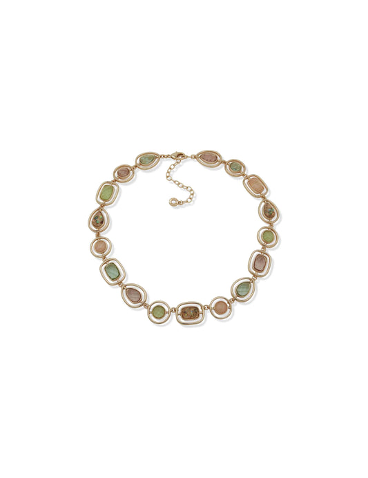Anne Klein Nk 16In Multifacated Stone Clr-Gld/Grn/Pnk Multi