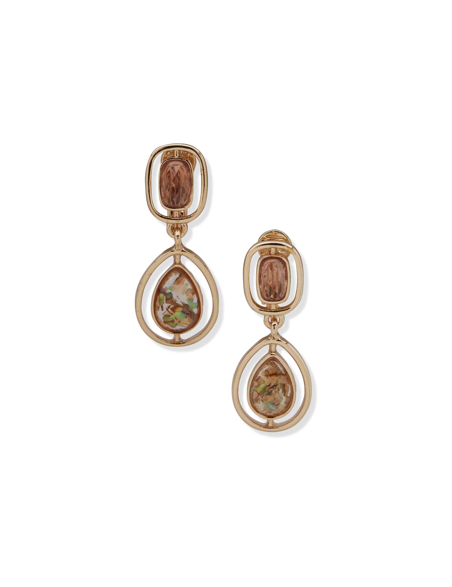 Anne Klein Ce Dbl Stone Drop-Gld/Blush Multi