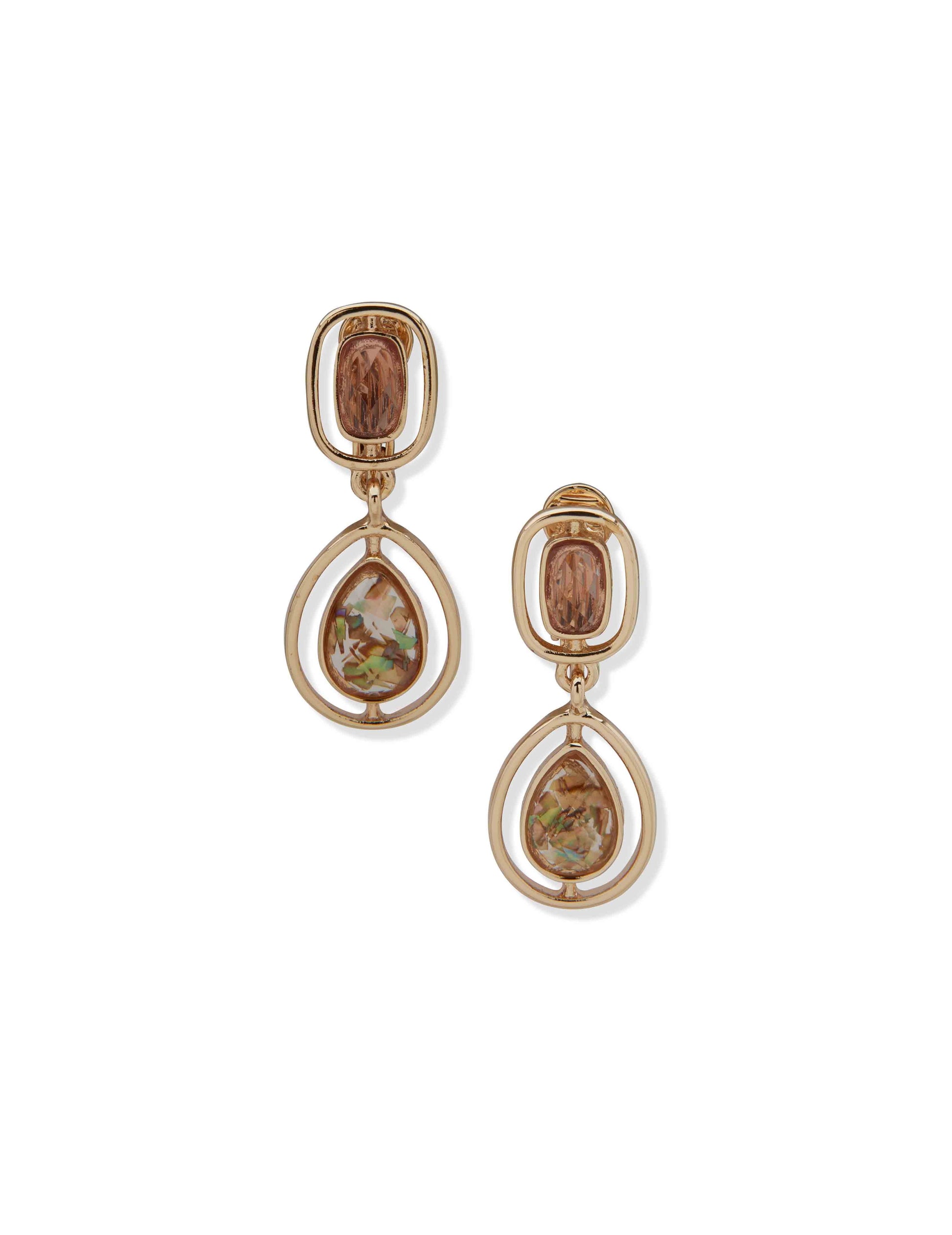 Anne Klein Ce Dbl Stone Drop-Gld/Blush Multi