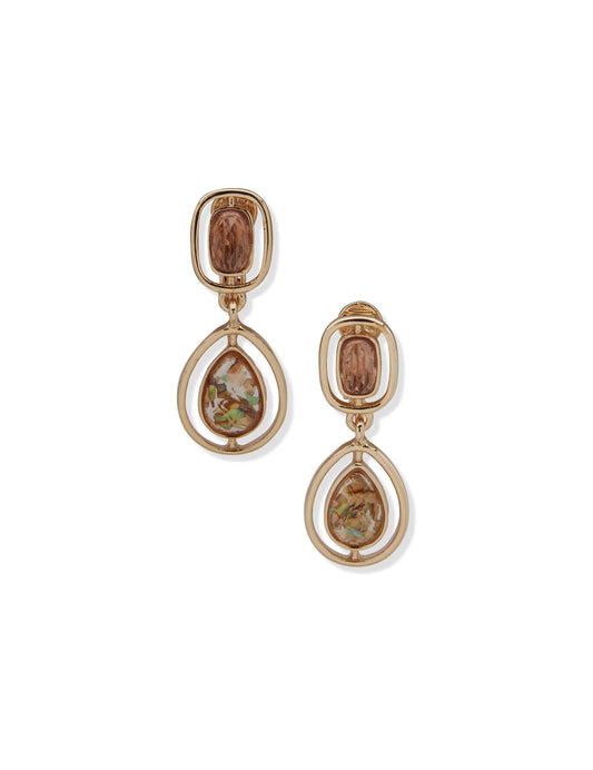 Anne Klein Ce Dbl Stone Drop-Gld/Blush Multi