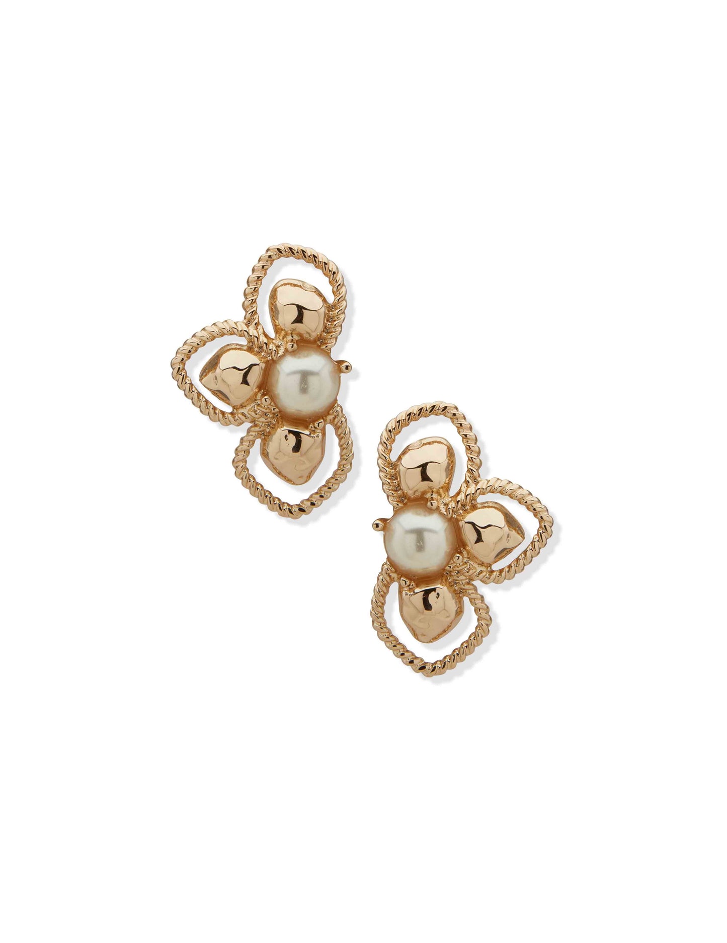 Anne Klein Ce Openwork Hammered Mtl & Prl Floral Btn-Gld/Prl