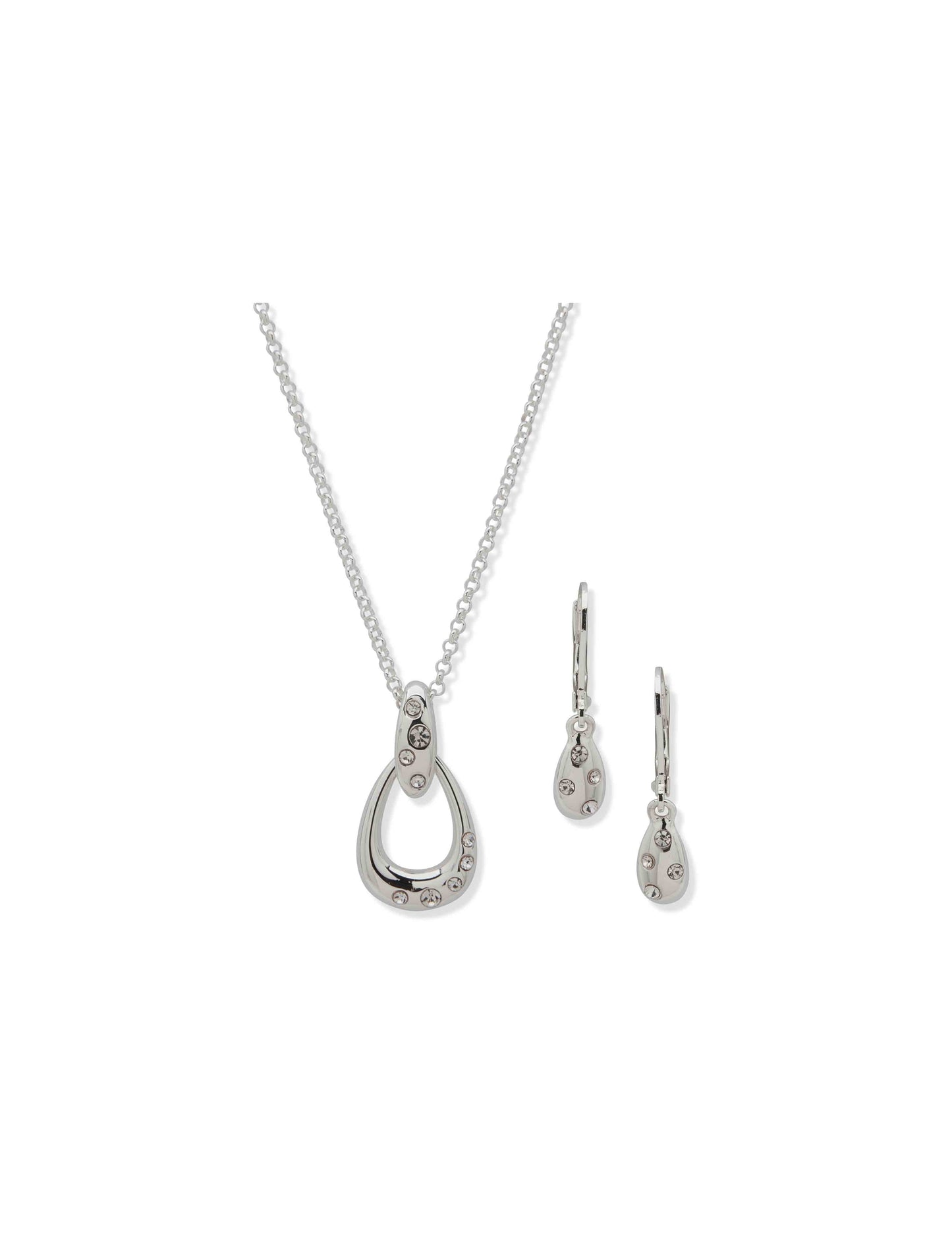 Anne Klein Se Nk/Er Openwork Puffy Pendant-Slv/Cry