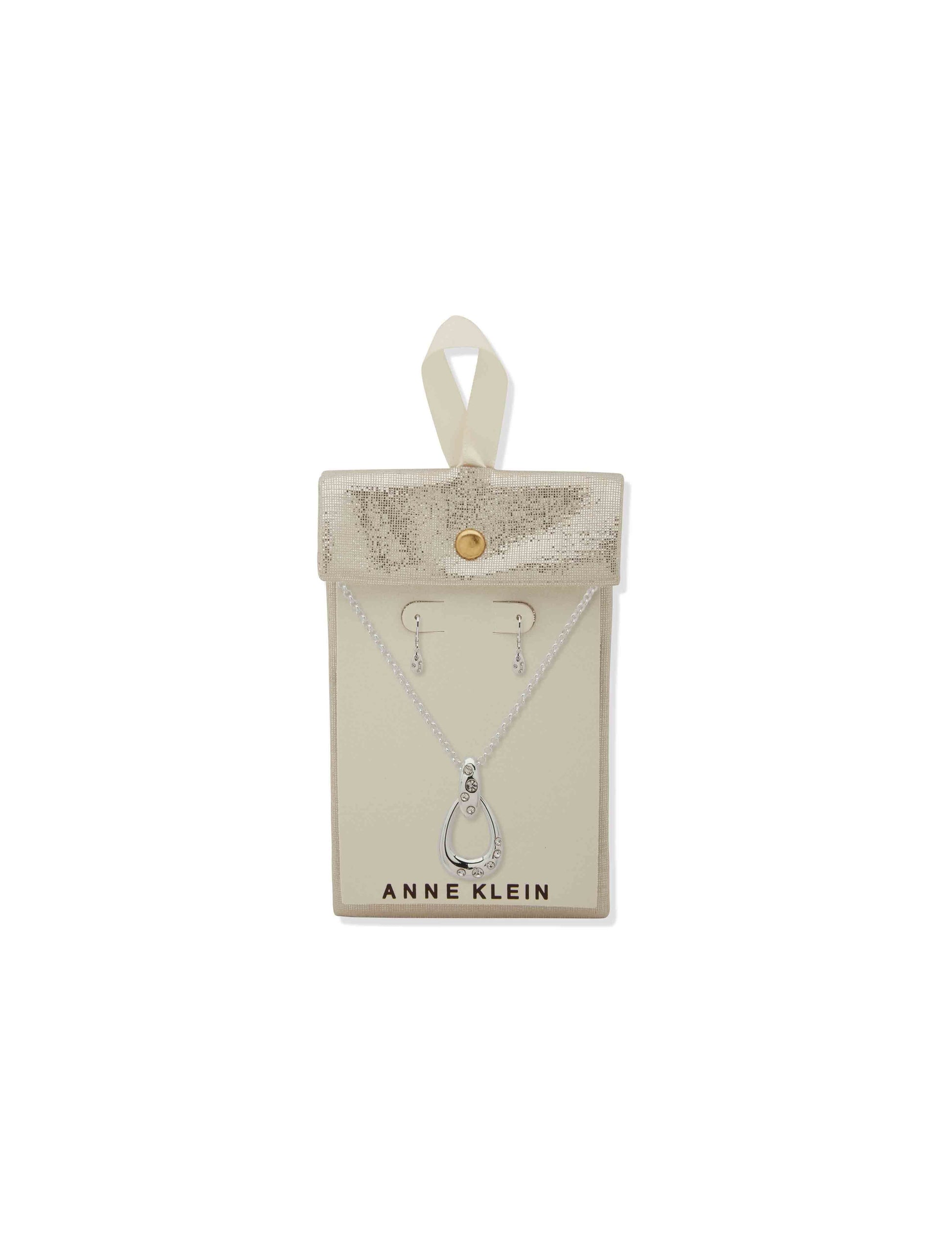 Anne Klein Se Nk/Er Openwork Puffy Pendant-Slv/Cry