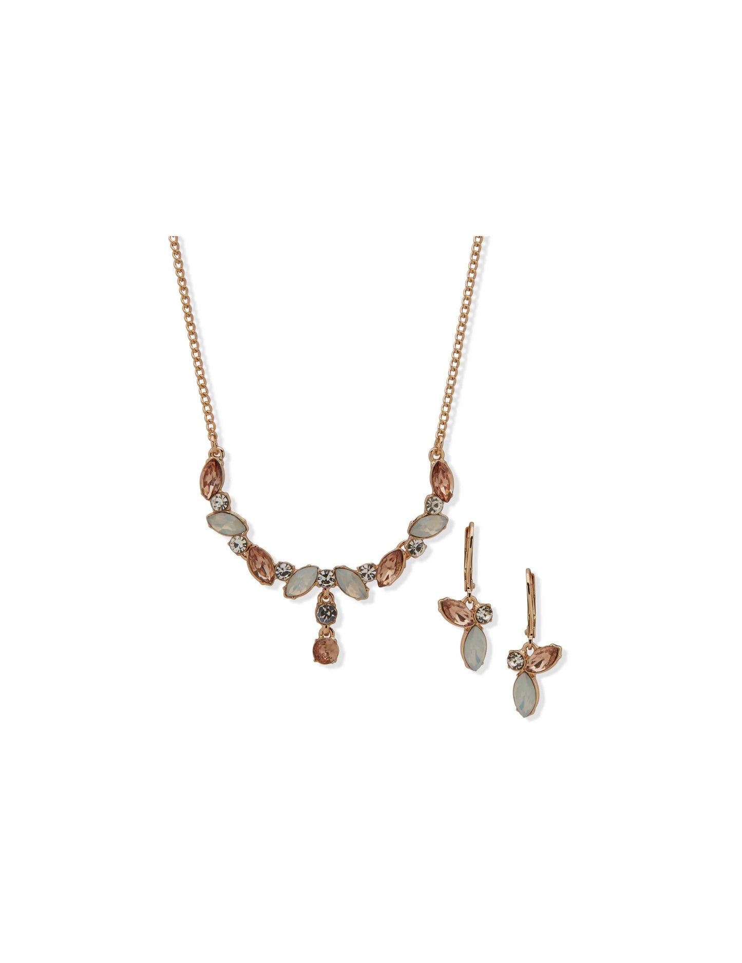 Anne Klein Se Nk/Er Navette Stones-Gld/Vint Rs/Wht Opal