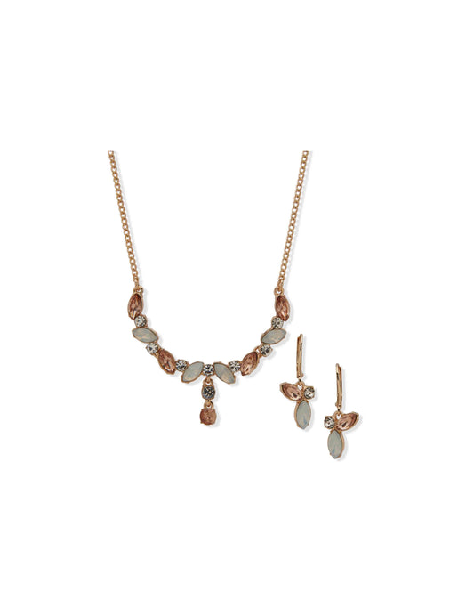 Anne Klein Se Nk/Er Navette Stones-Gld/Vint Rs/Wht Opal