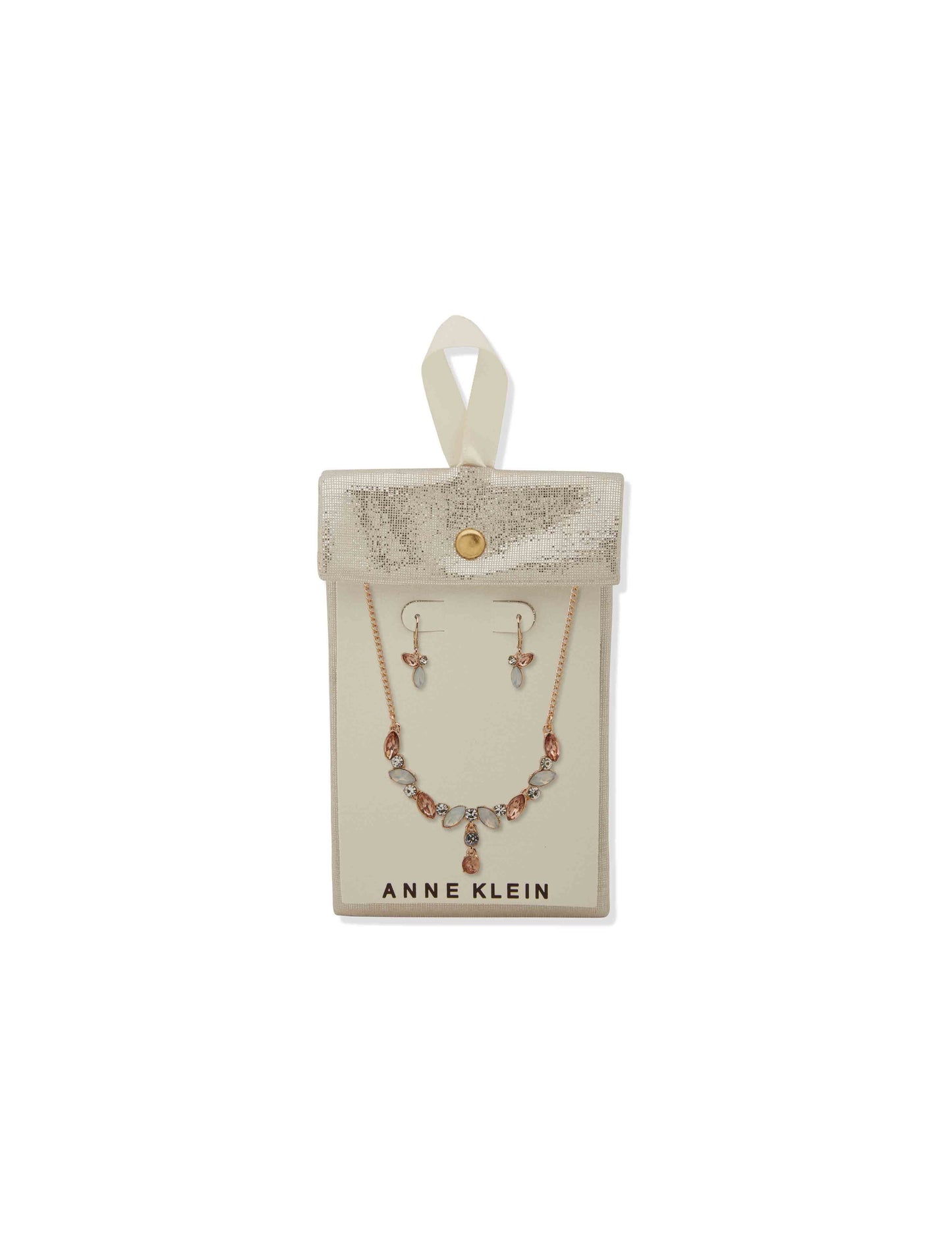 Anne Klein Se Nk/Er Navette Stones-Gld/Vint Rs/Wht Opal