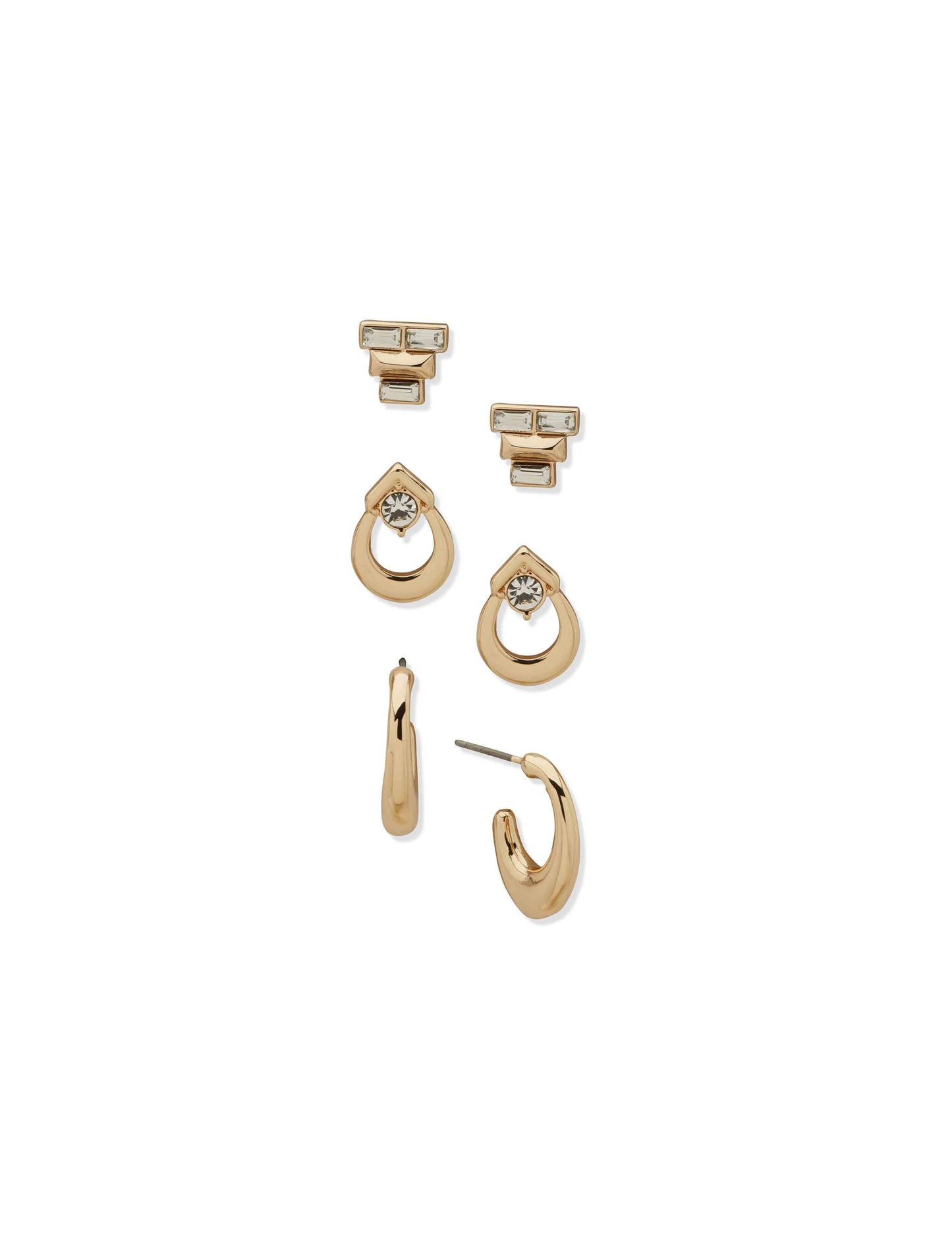 Anne Klein Pe Metal & Stn Trio Set-Gld/Cry