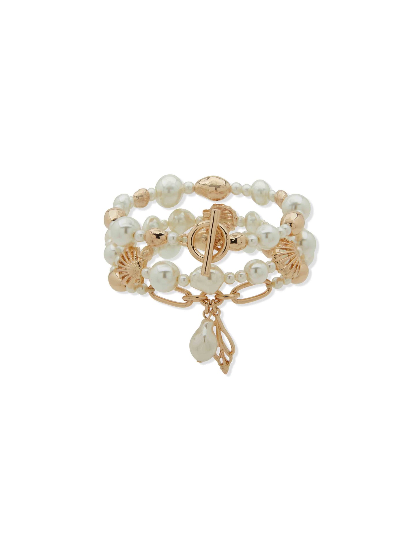 Anne Klein Triple Row Pearl Stretch Bracelet