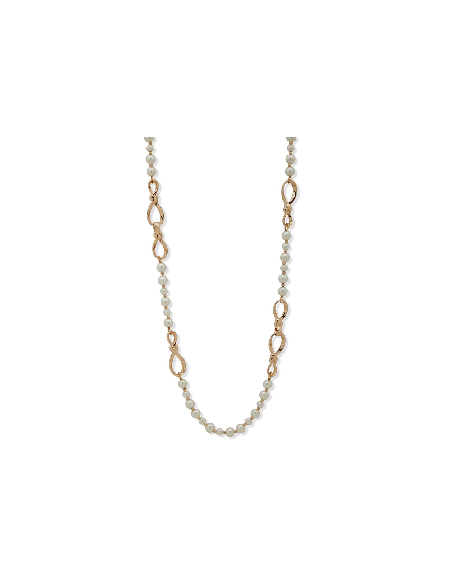 Anne Klein Twisted Knot & Pearl Long Necklace