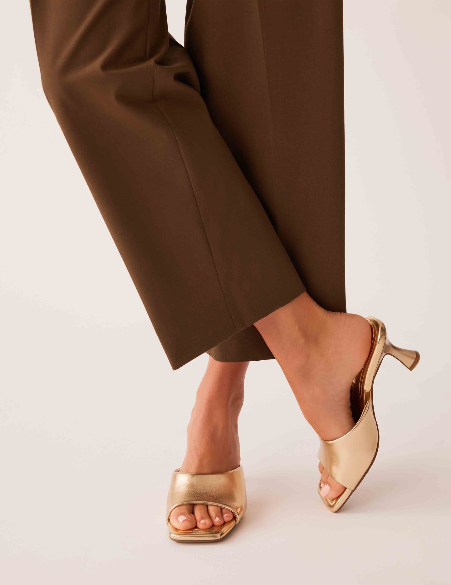 Anne Klein Jerilyn Gold Heeled Mule Sandal