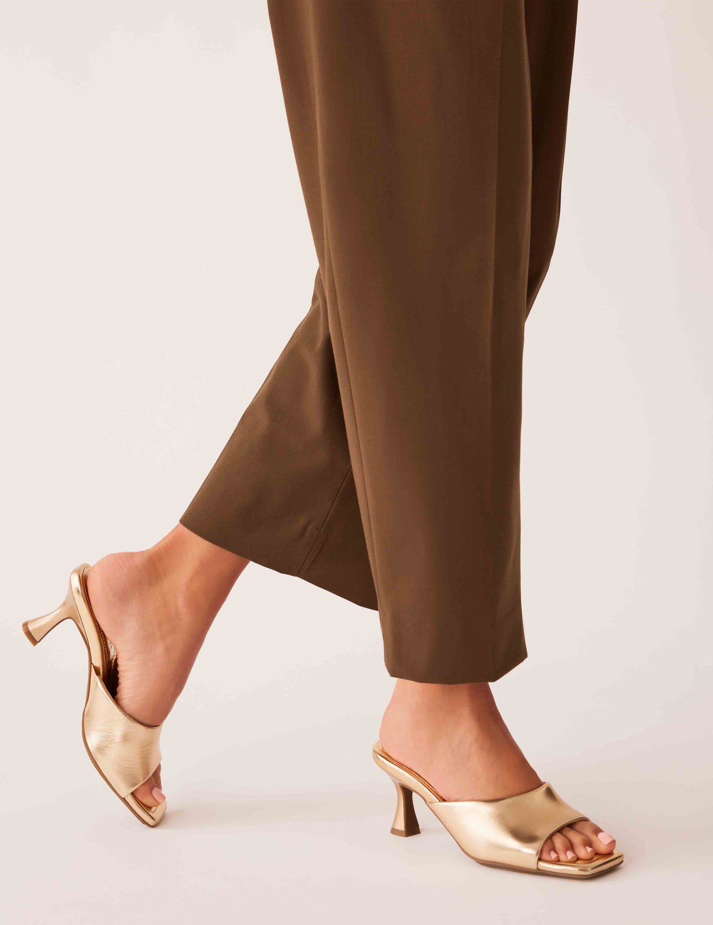 Anne Klein Jerilyn Gold Heeled Mule Sandal