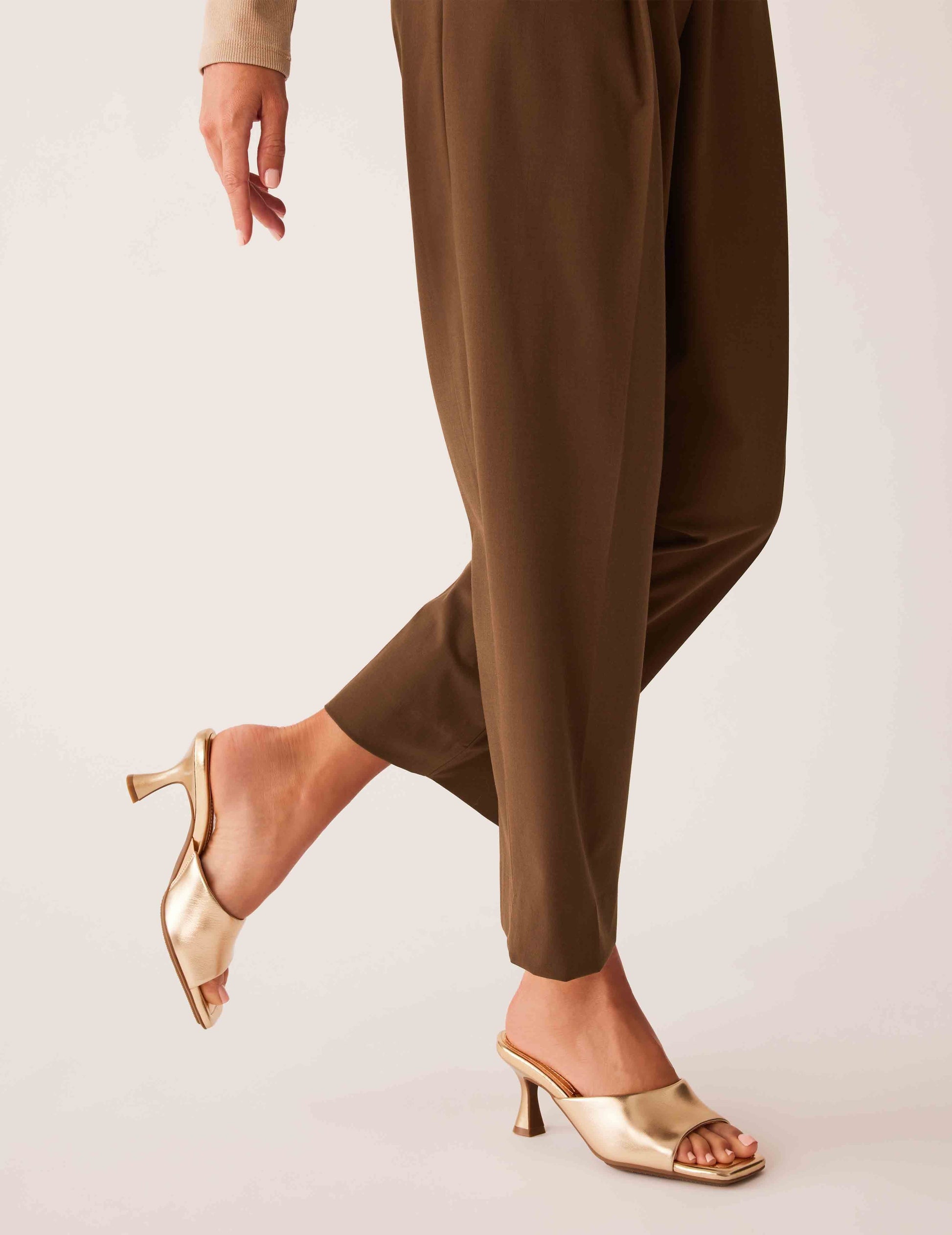 Anne Klein Jerilyn Gold Heeled Mule Sandal