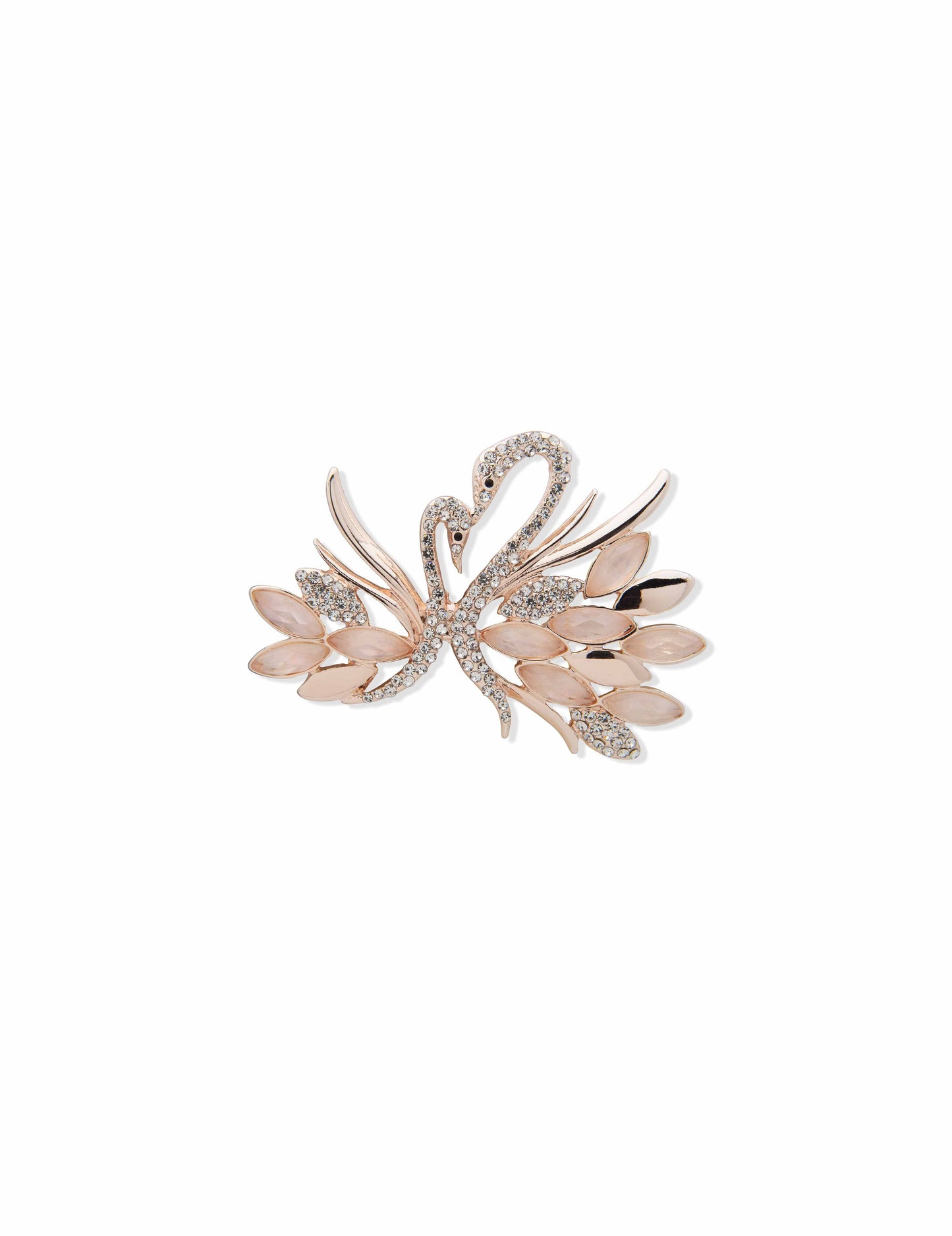 Anne Klein Anne Klein Rose Gold-Tone and Crystal Swan Pin