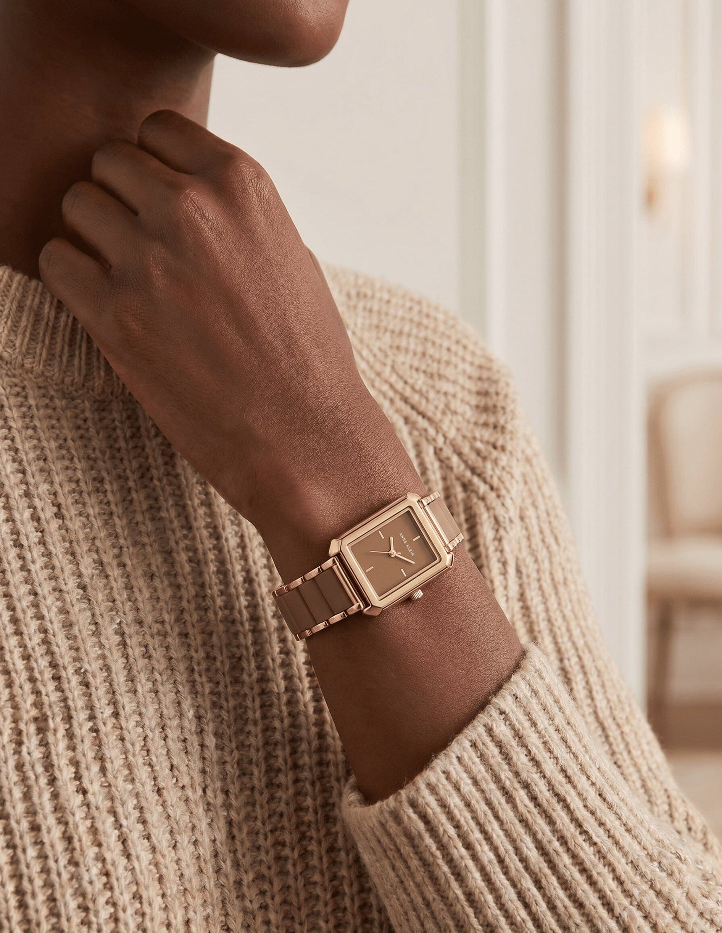 Anne Klein Rectangular Silicone Bracelet Watch