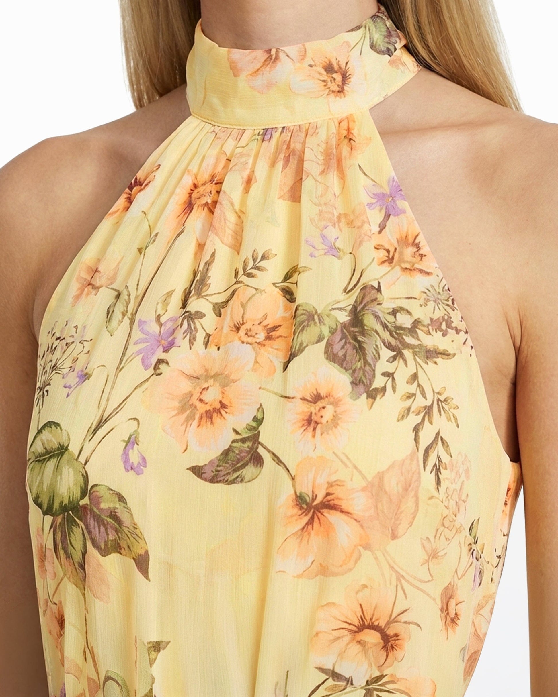 Anne Klein Halter Tiered Maxi Dress with Ruffles