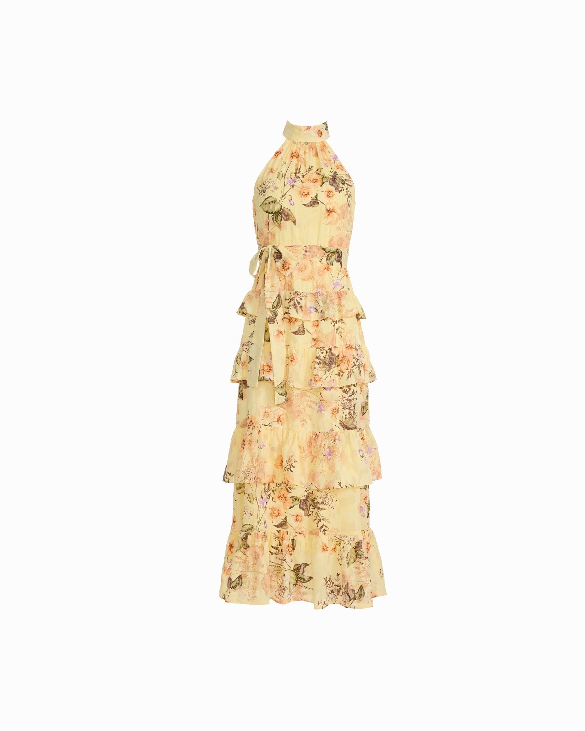 Anne Klein Halter Tiered Maxi Dress with Ruffles