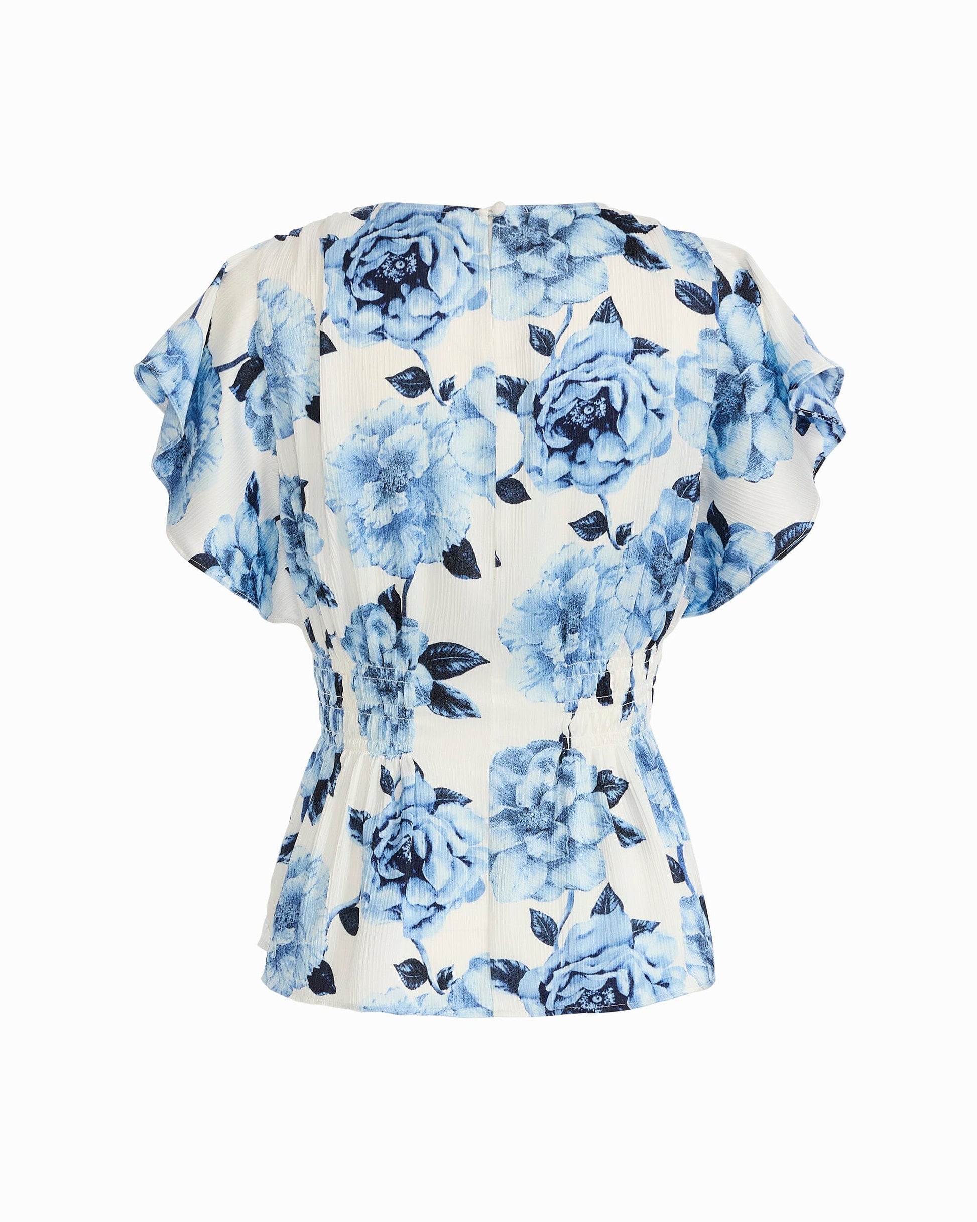 Anne Klein Smocked Waist Flutter Sleeve Blouse