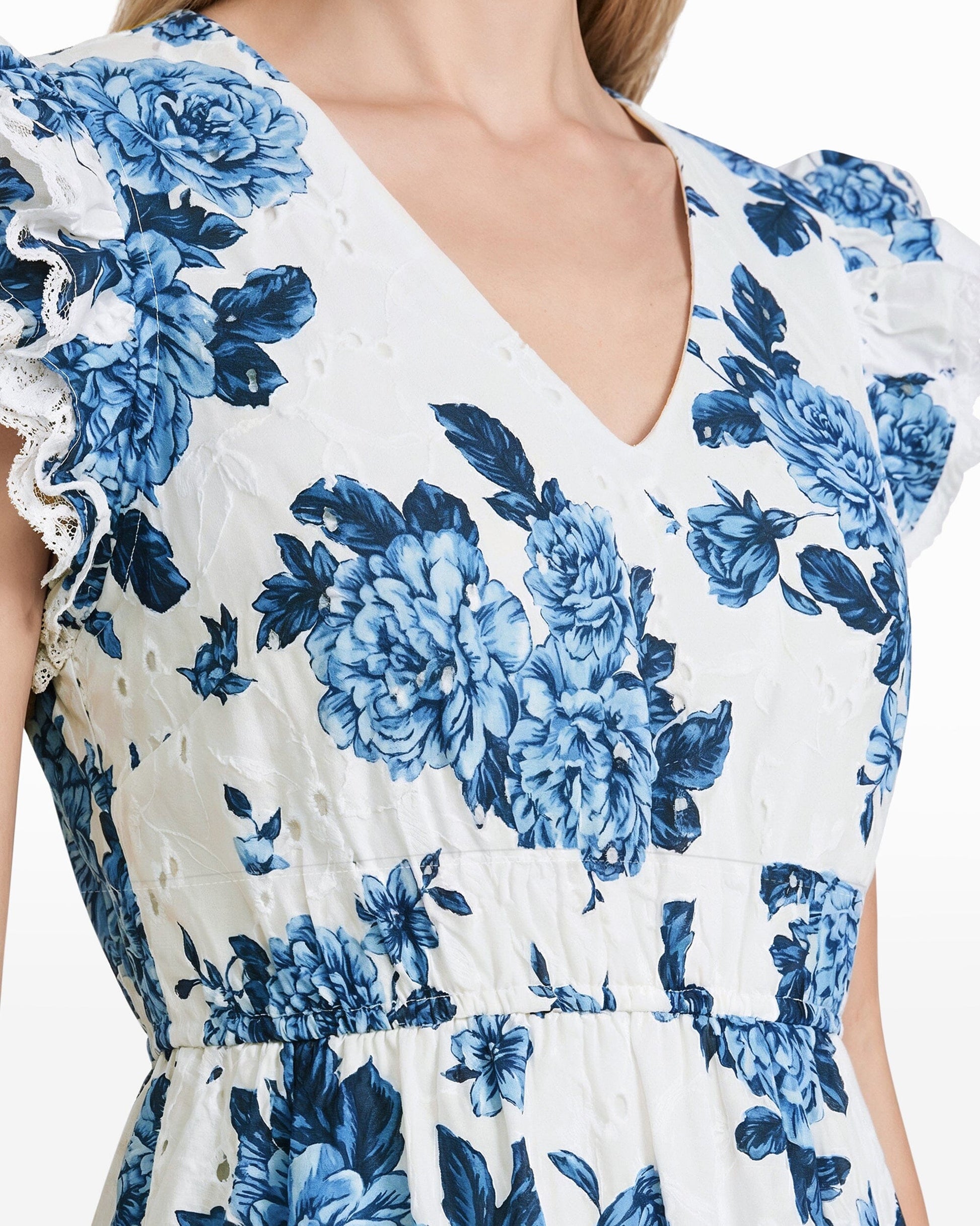 Anne Klein V-Neck Ruffle Sleeve Mini Dress