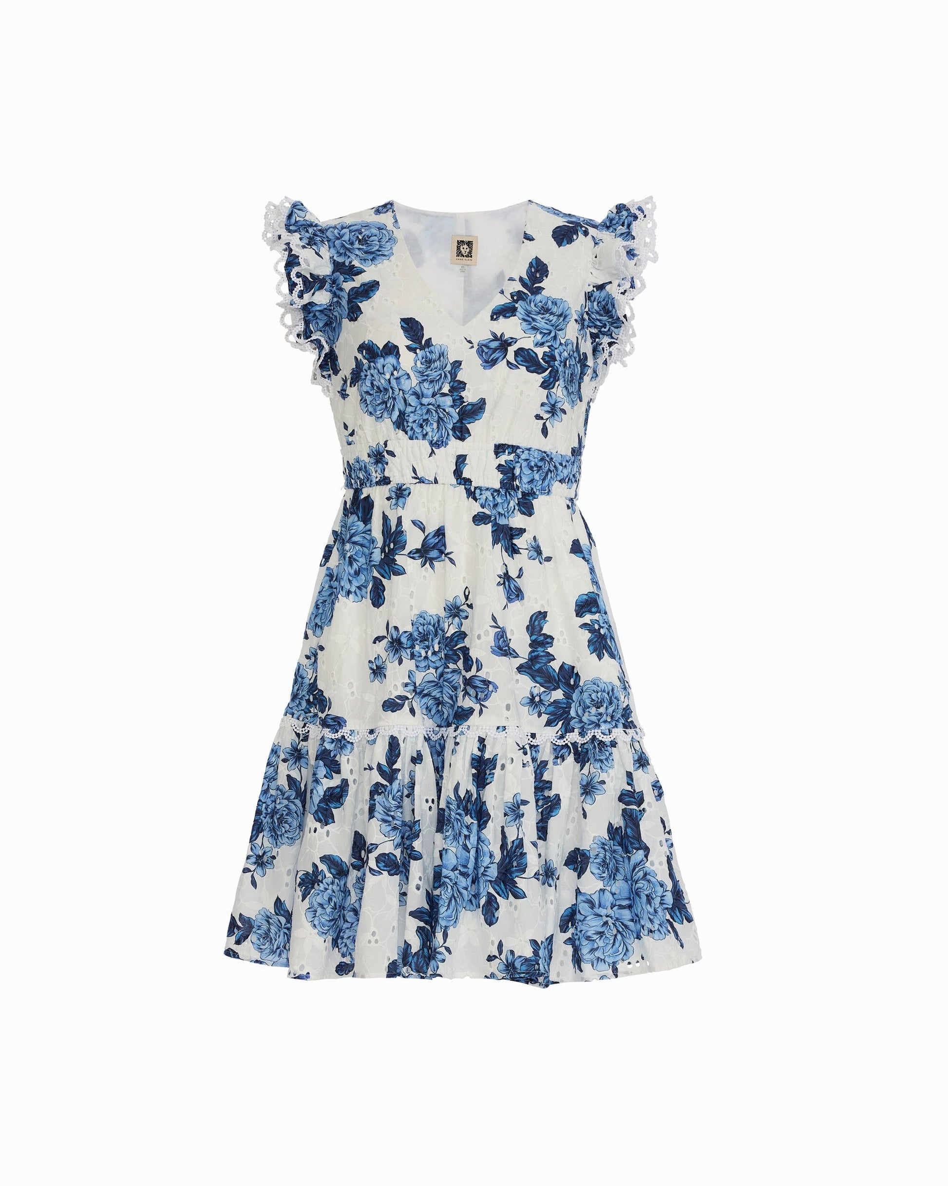 Anne Klein V-Neck Ruffle Sleeve Mini Dress