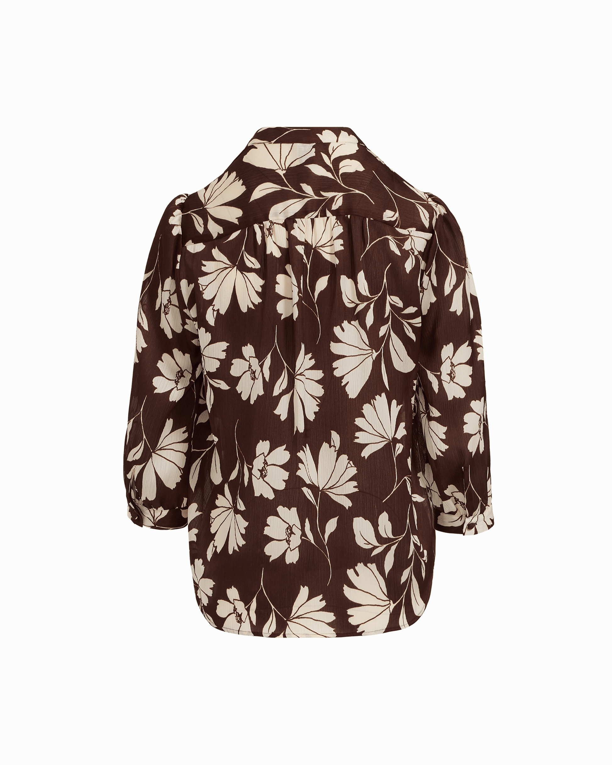 Anne Klein Y-Neck Blouse with Three-Quarter Sleeves in DK CHOC / WHT DV | Anne Kl