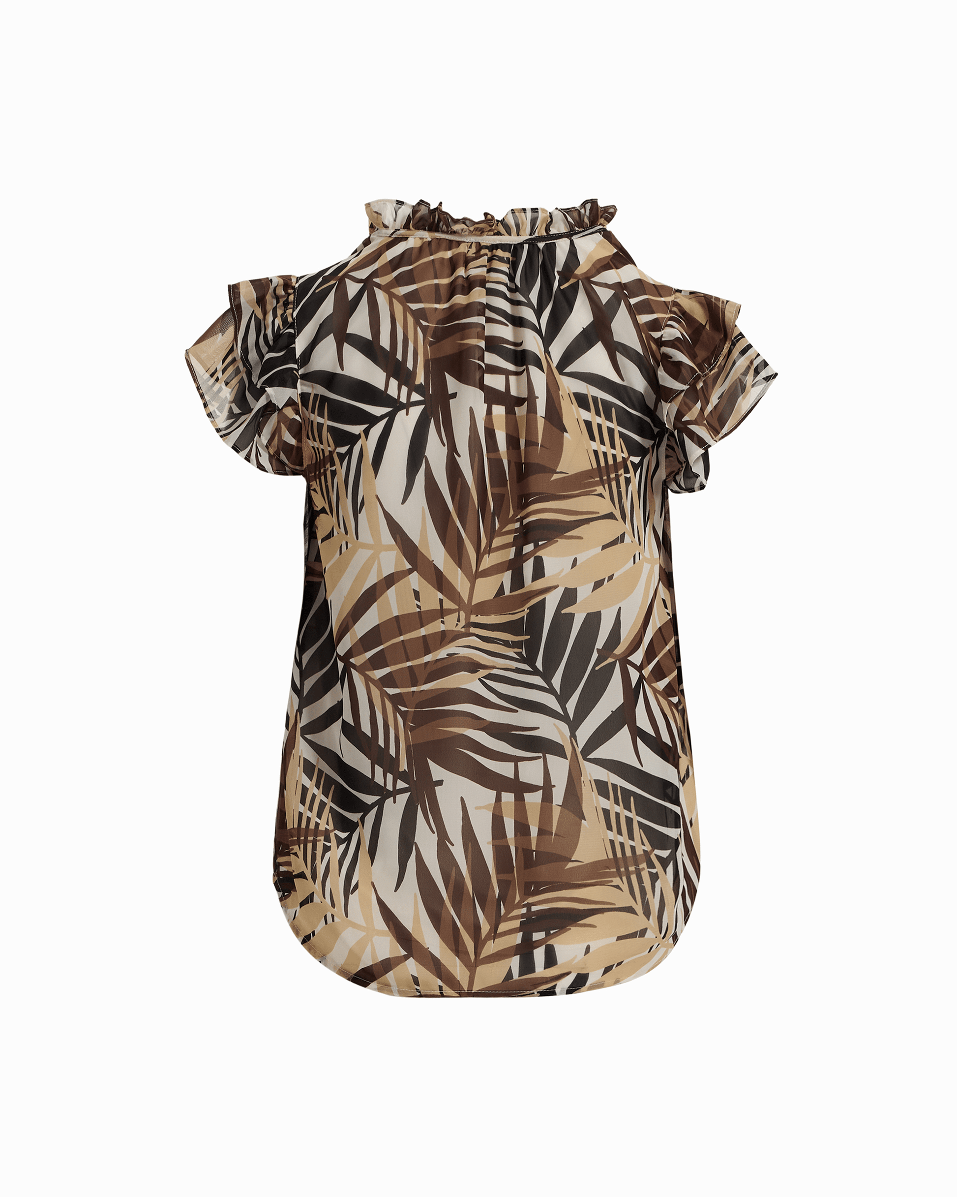 Anne Klein Ruffle Sleeve V-Neck Tie Blouse in WHITE DOVE MULTI
