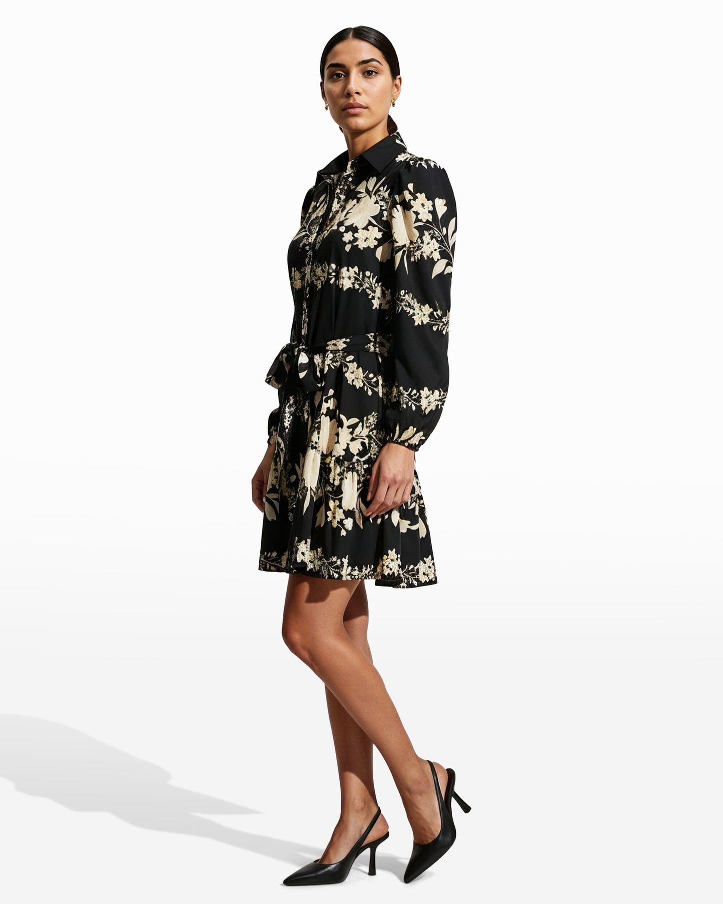 Anne Klein Tiered Collared Shirt Dress