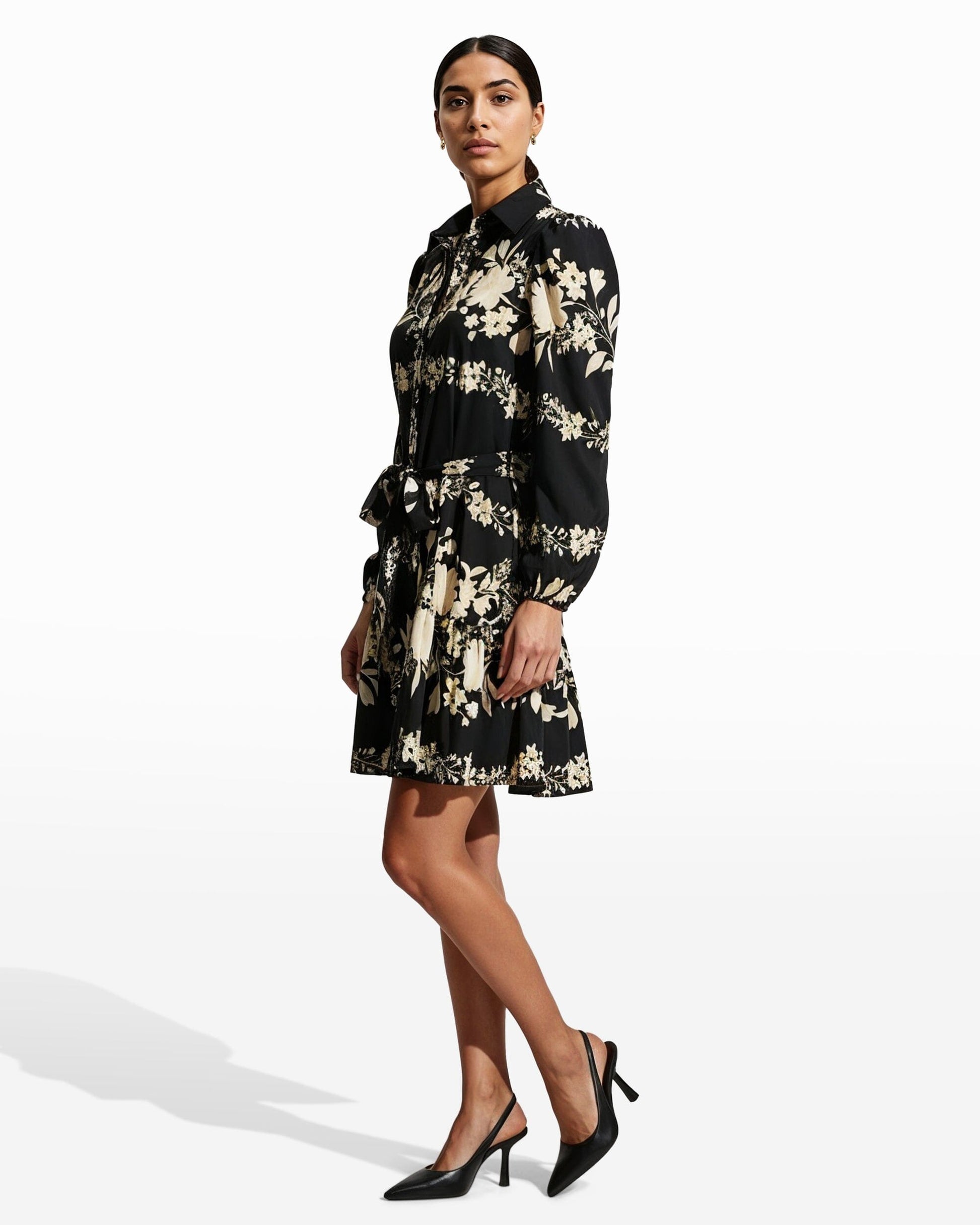 Anne Klein Tiered Collared Shirt Dress