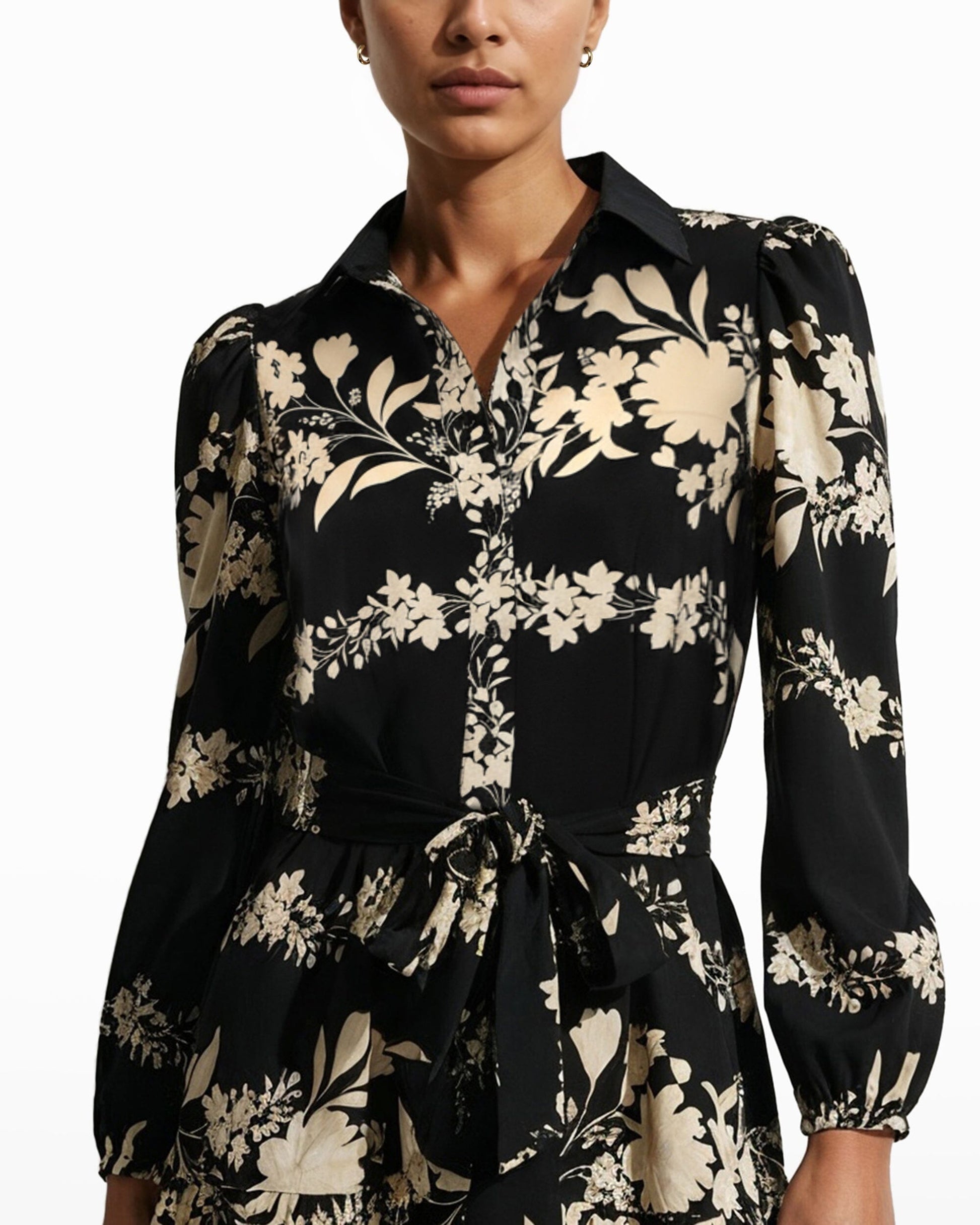 Anne Klein Tiered Collared Shirt Dress