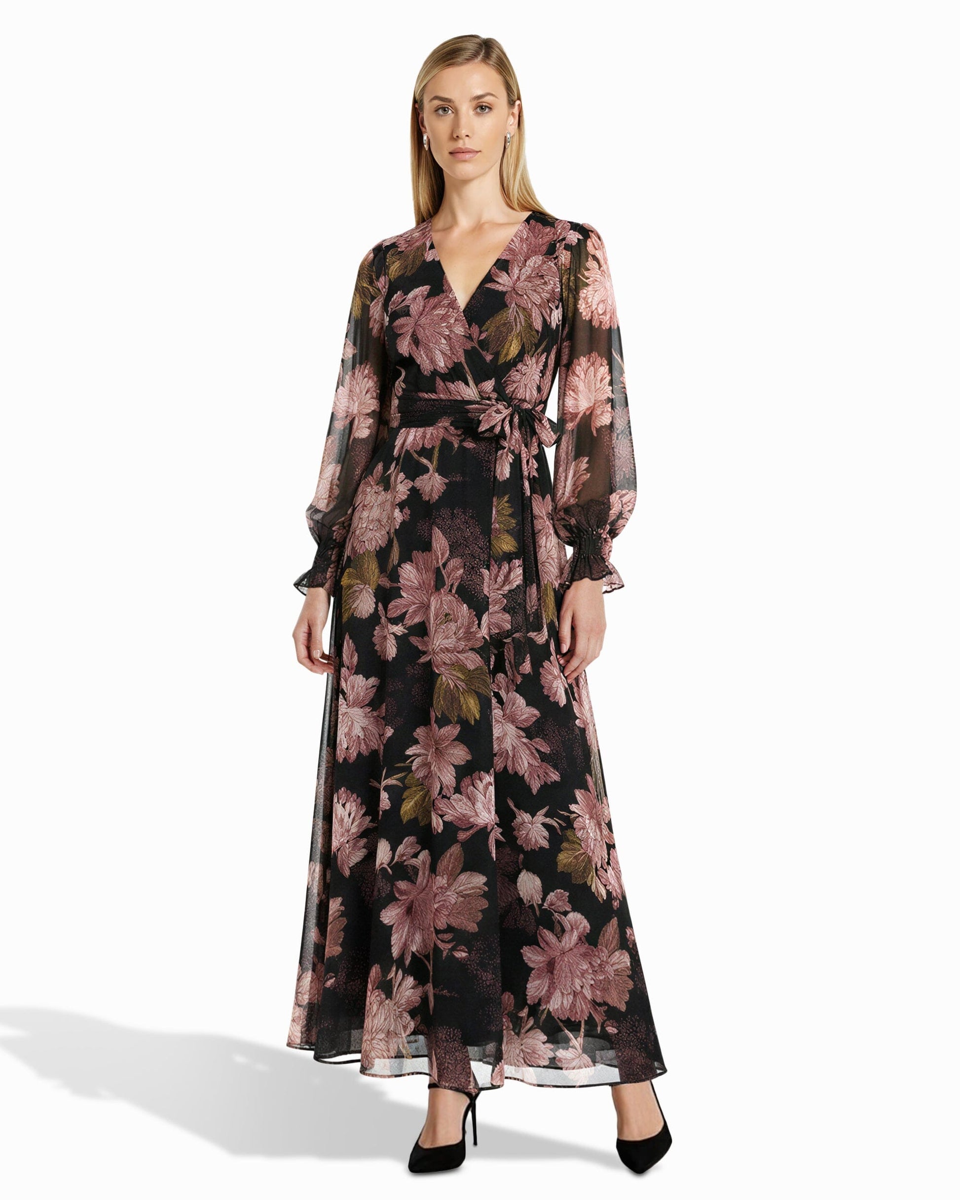 Anne Klein Bell Cuff Faux Wrap Dress