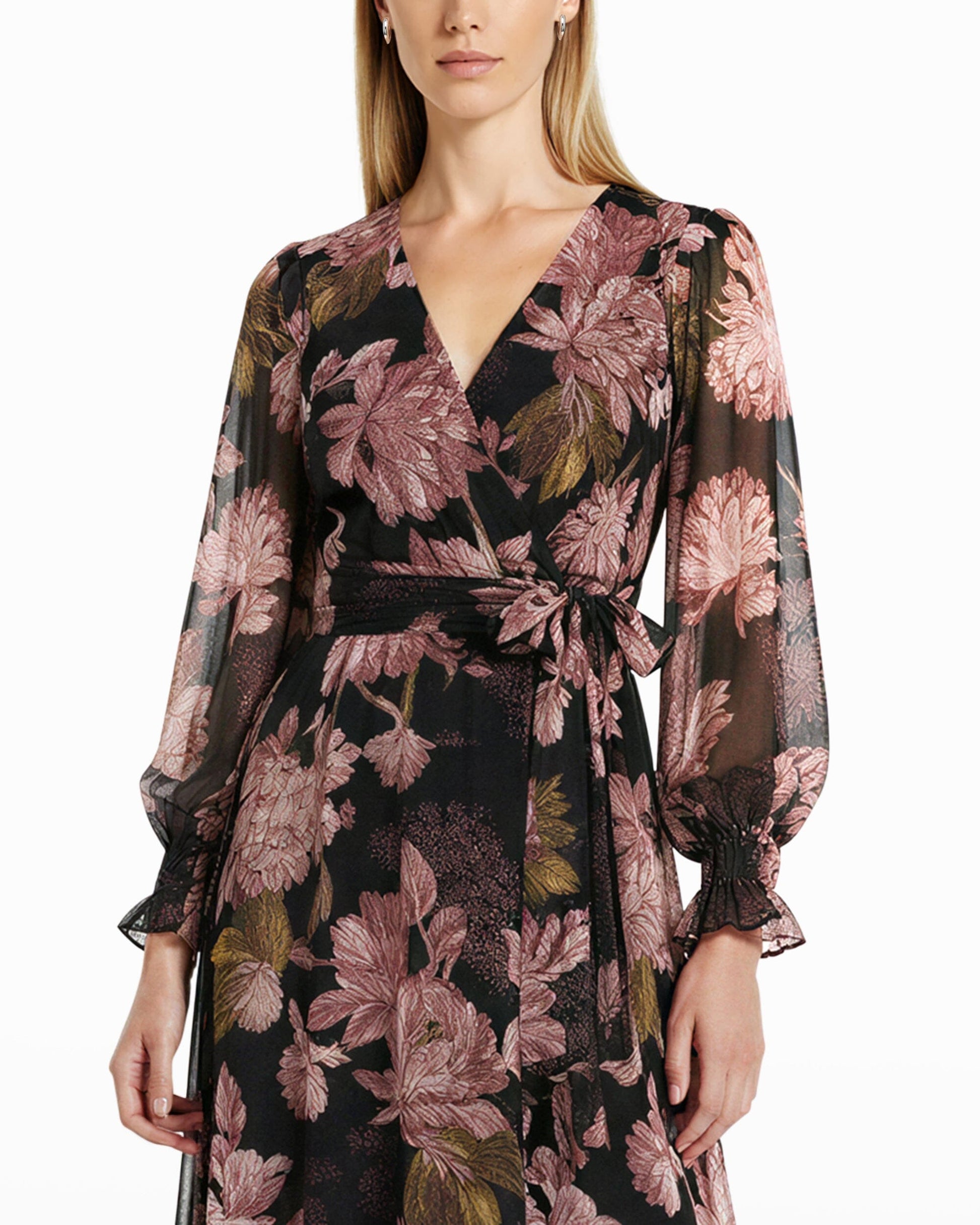 Anne Klein Bell Cuff Faux Wrap Dress