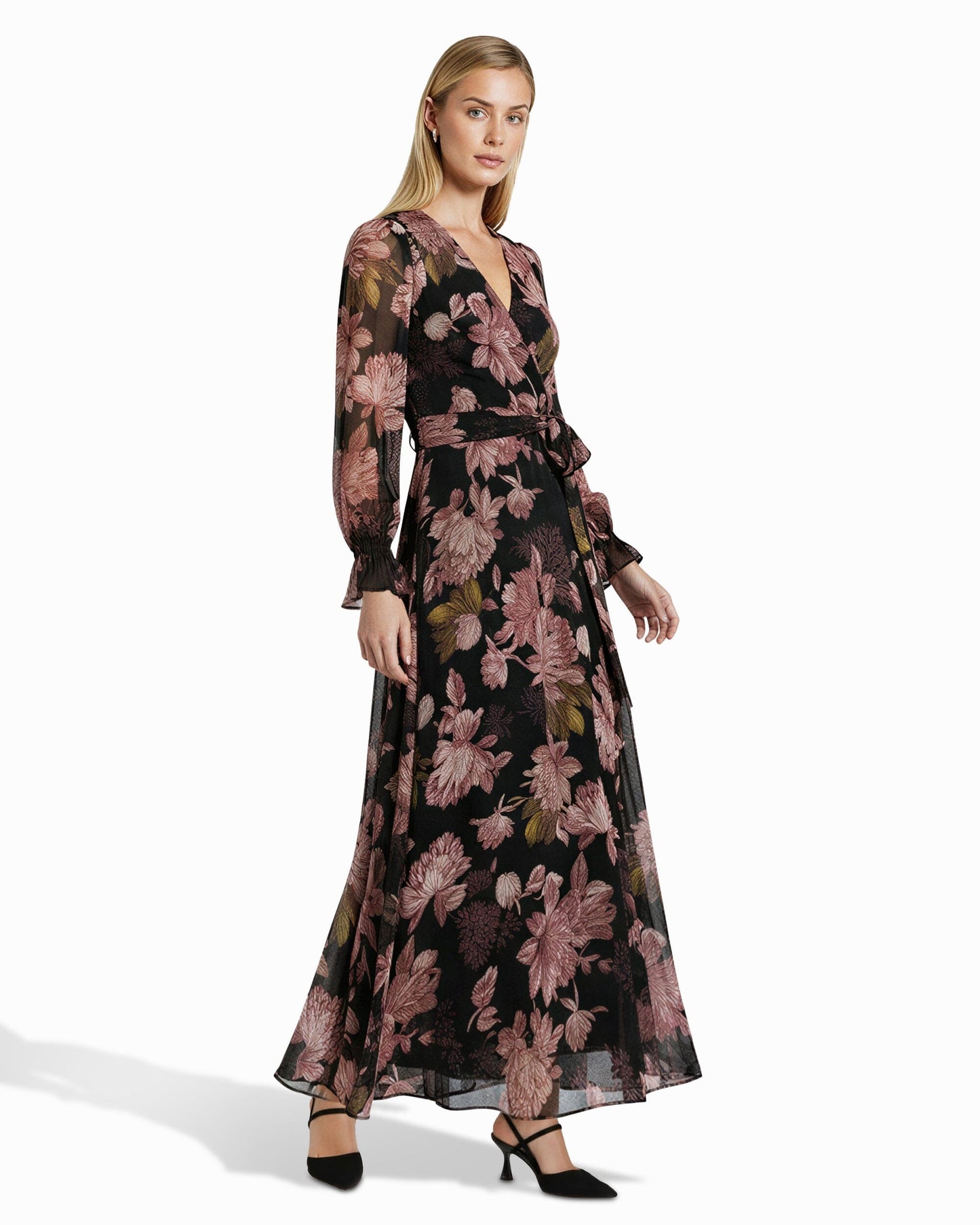 Anne Klein Bell Cuff Faux Wrap Dress