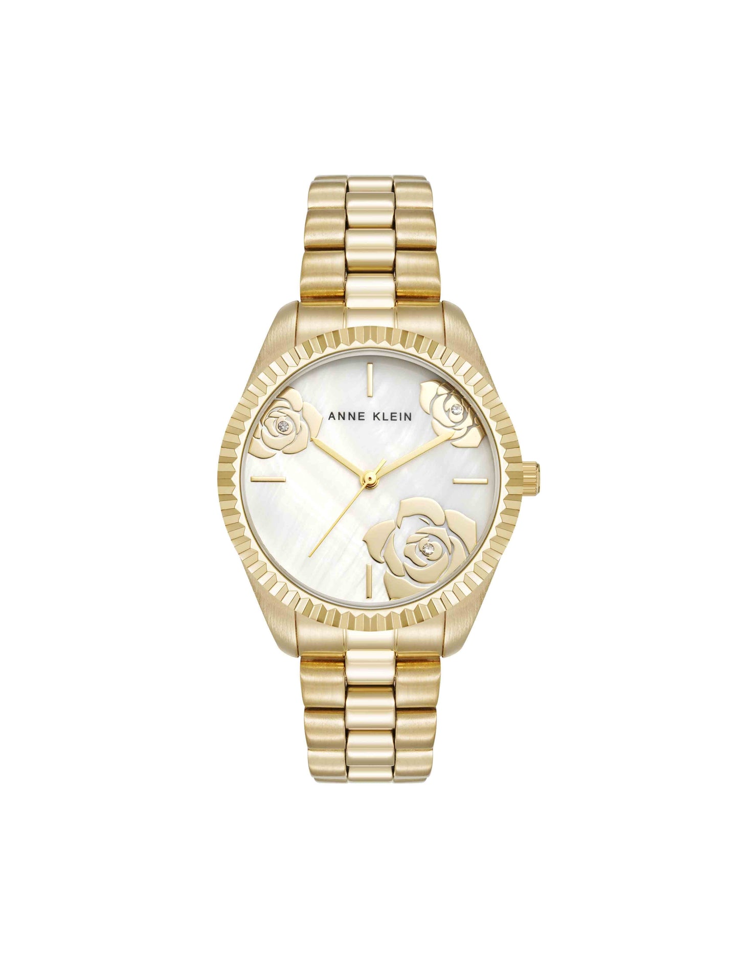 Anne Klein Stainless Steel Floral Dial Watch