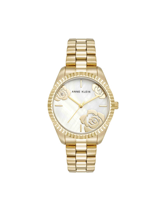 Anne Klein Stainless Steel Floral Dial Watch