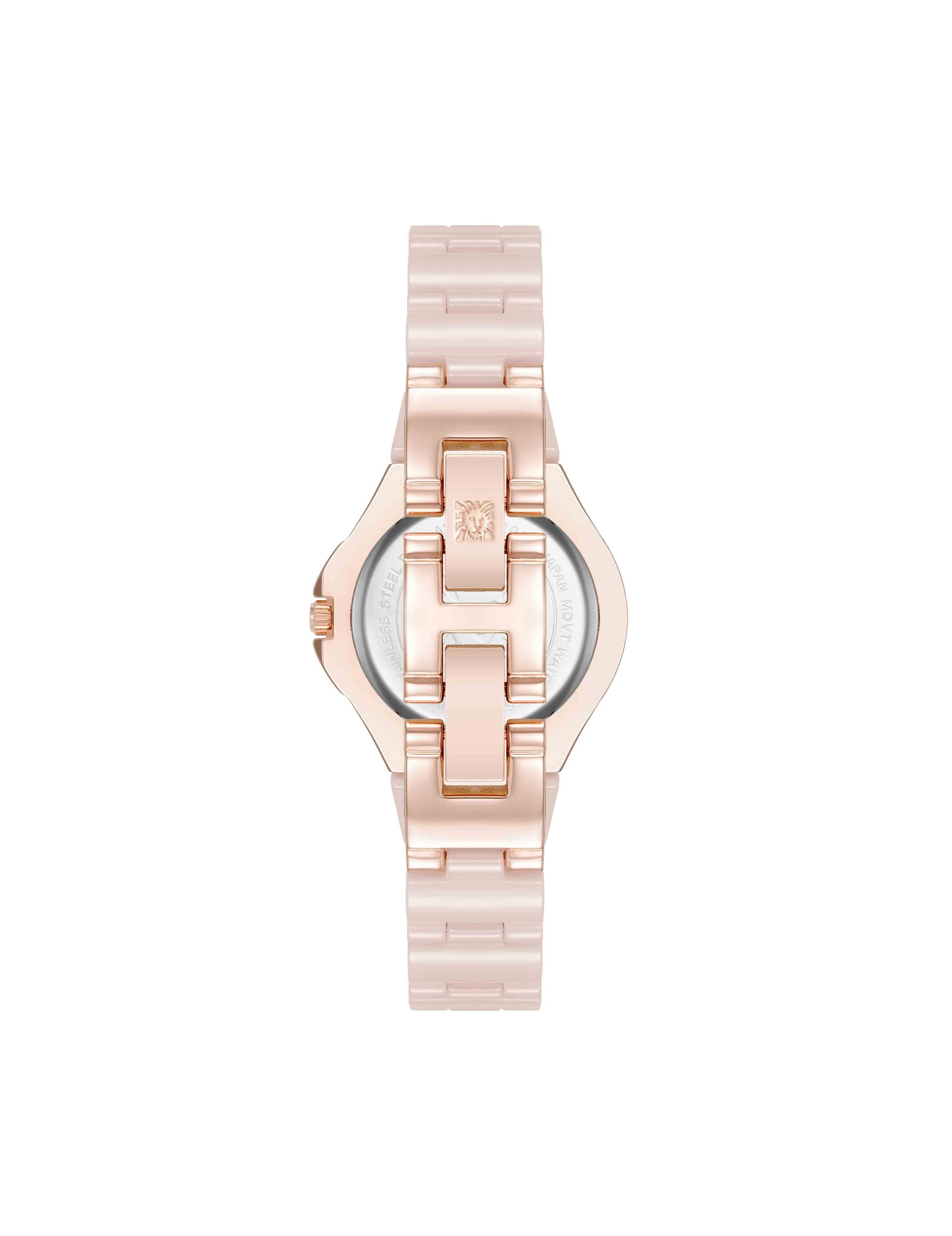 Anne Klein Ceramic Bracelet & Bezel Watch with Diamond