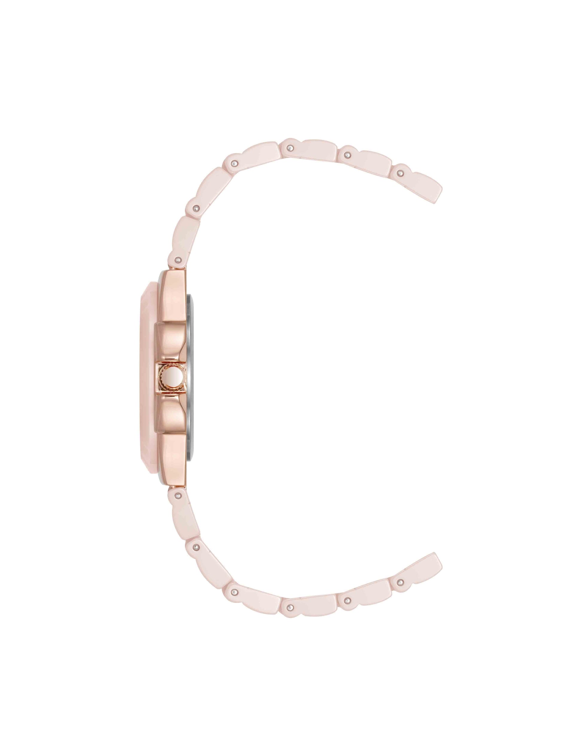 Anne Klein Ceramic Bracelet & Bezel Watch with Diamond