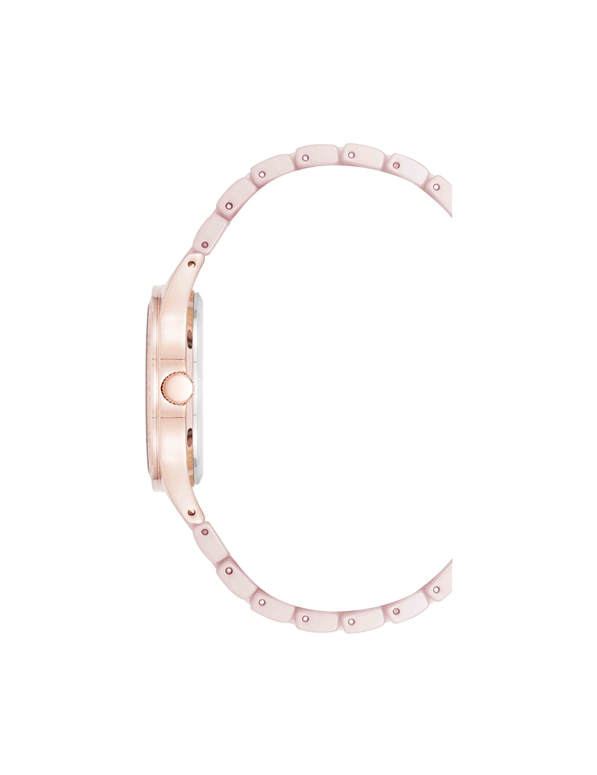 Anne Klein Ceramic Floral Dial Watch in Blush Pink
