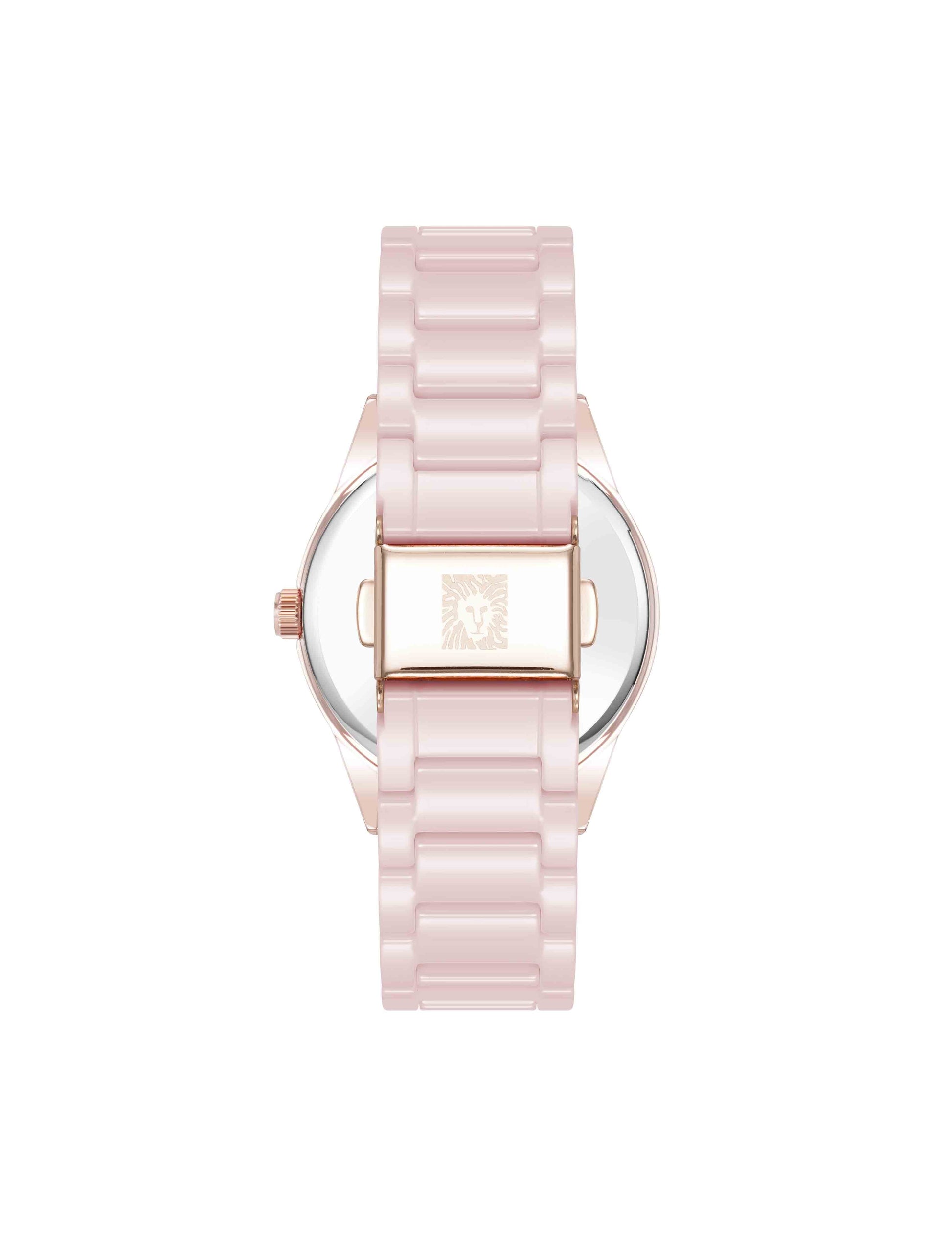 Anne Klein Ceramic Floral Dial Watch in Blush Pink