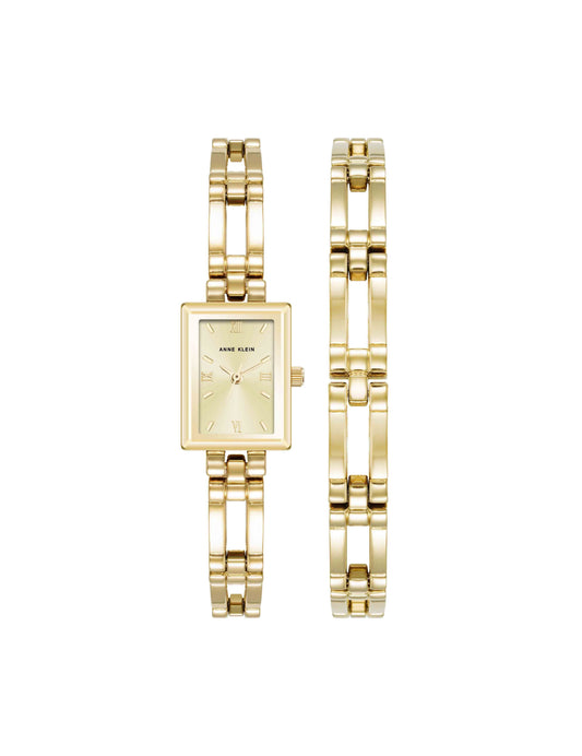 Anne Klein Rectangular Bangle Watch & Bracelet Set