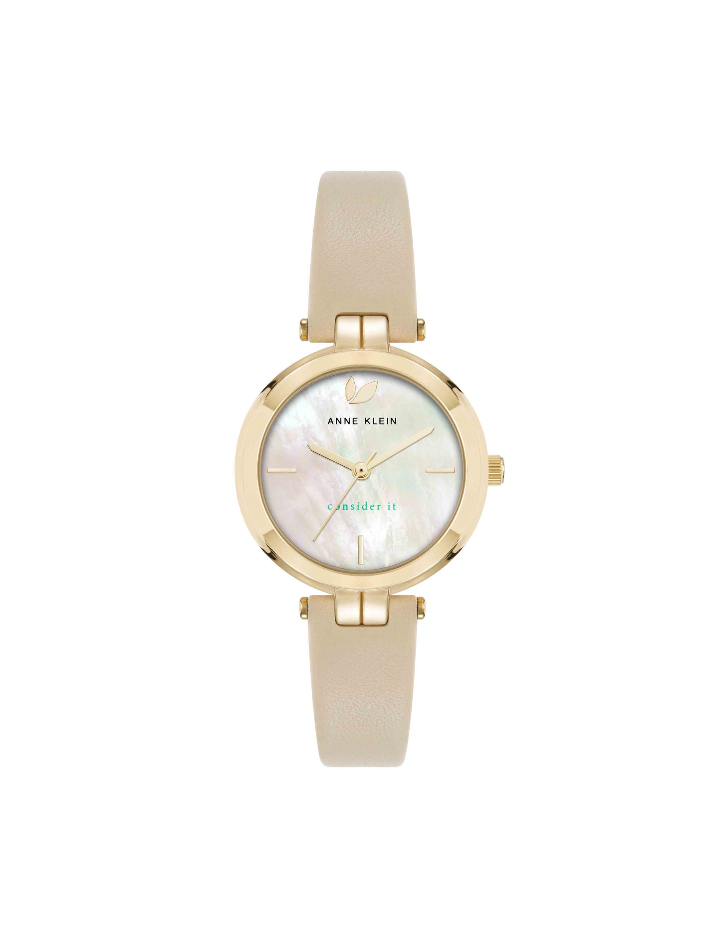 Anne Klein Sustainable Leather Band Watch, Mother of Pearl