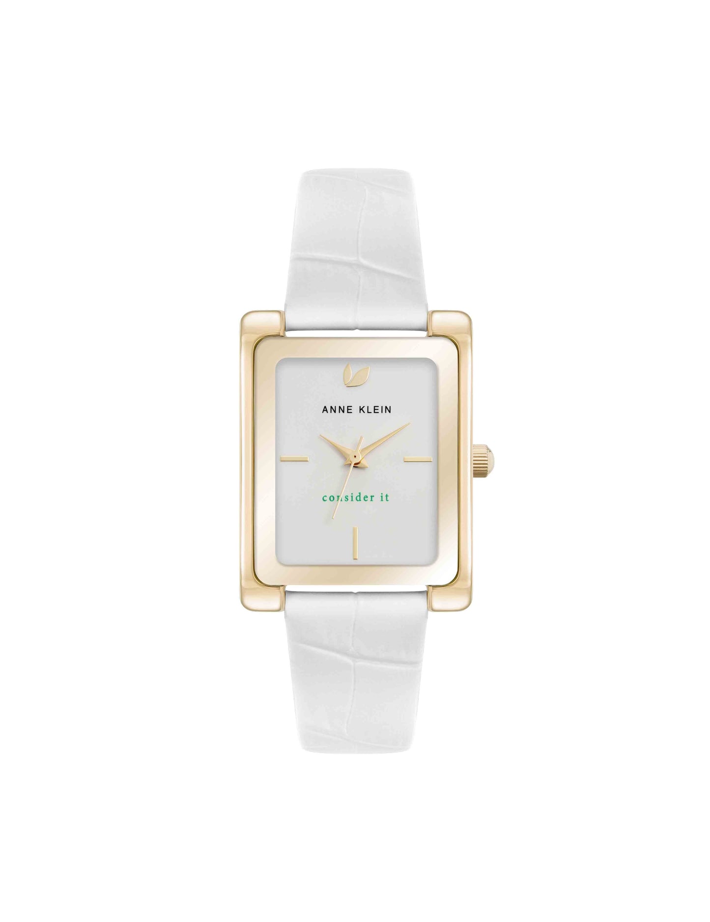 Anne Klein Rectangular Leather Band Watch