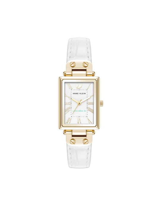 Anne Klein Rectangular Sustainable Leather Watch