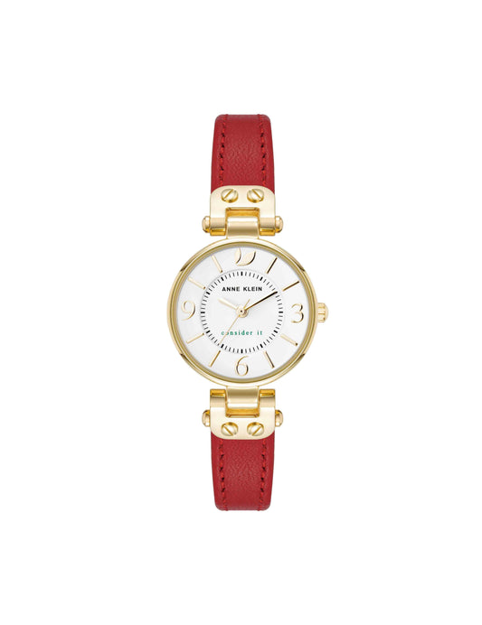 Anne Klein Sustainable Leather Strap Watch