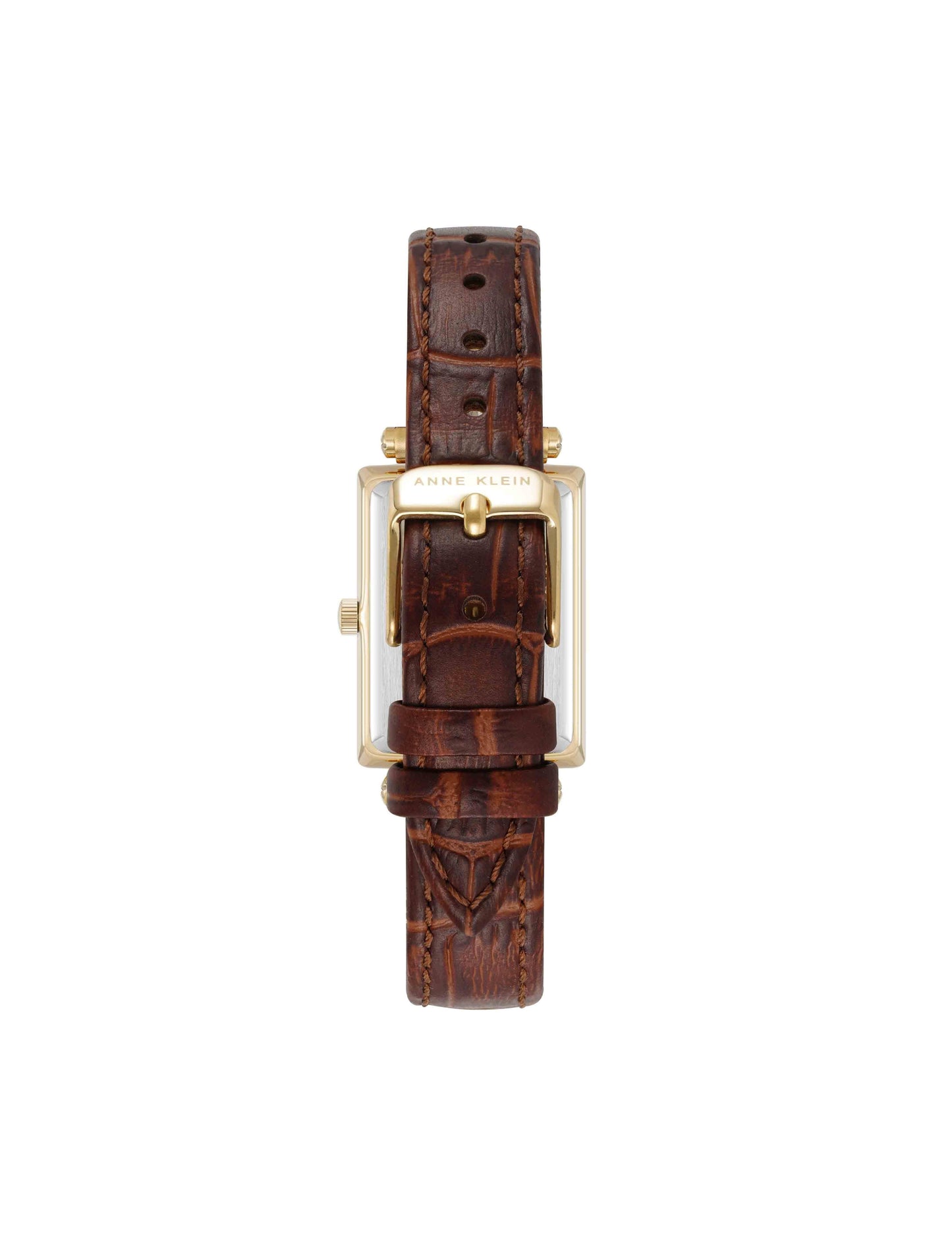 Anne Klein Rectangular Case Leather Strap Watch
